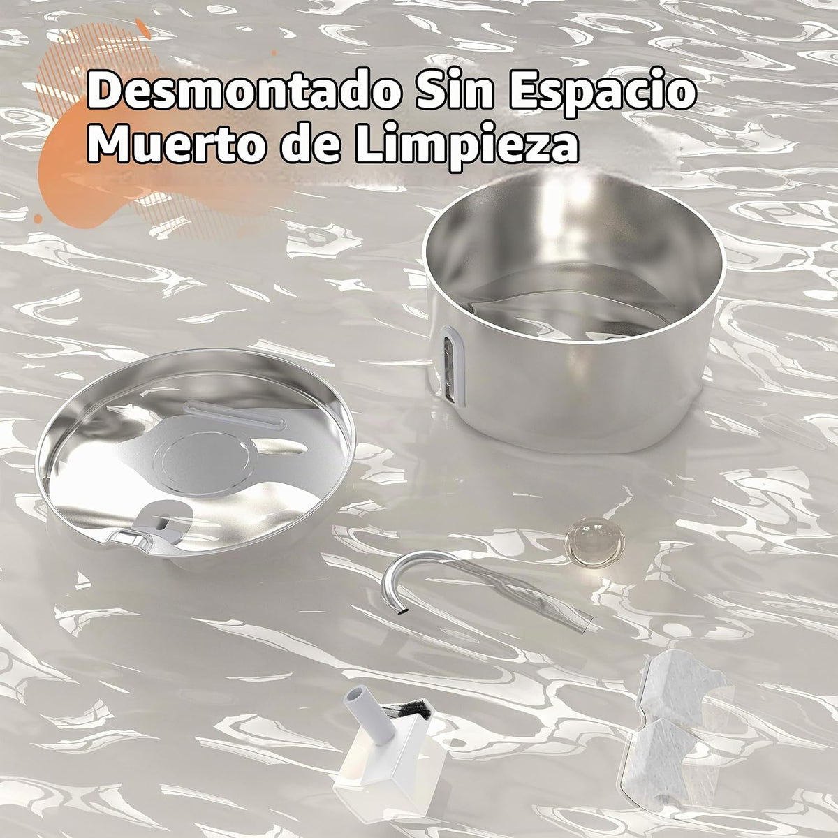 Fuente de agua para gatos de acero inoxidable: fuente de gato de 10...