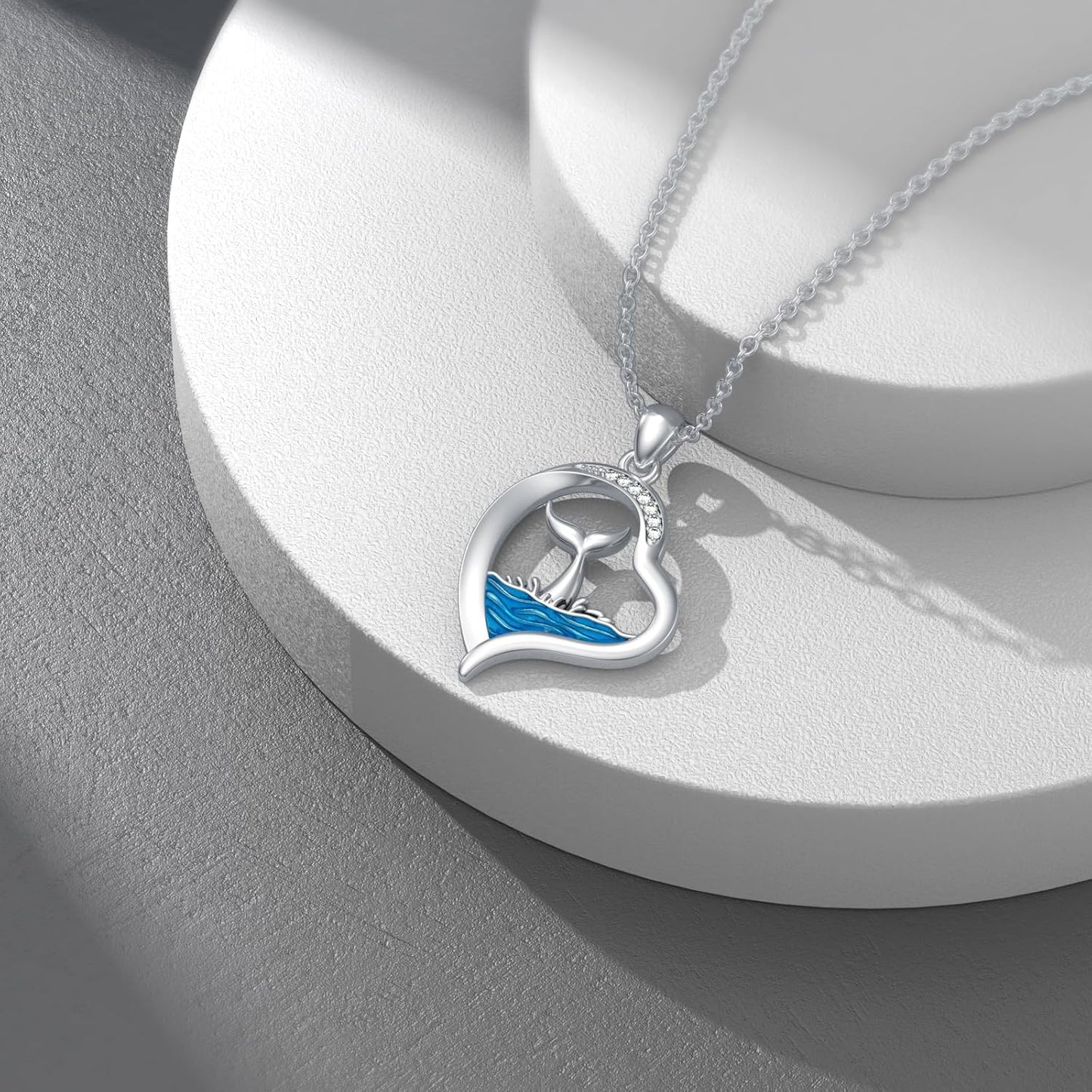 LWXIE Collar de playa de diamantes de plata de ley 925 con dije de...