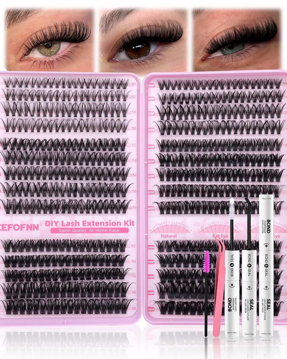 Eefofnn Kit de extensiones de pestañas Wispy de 560 unidades, pesta...