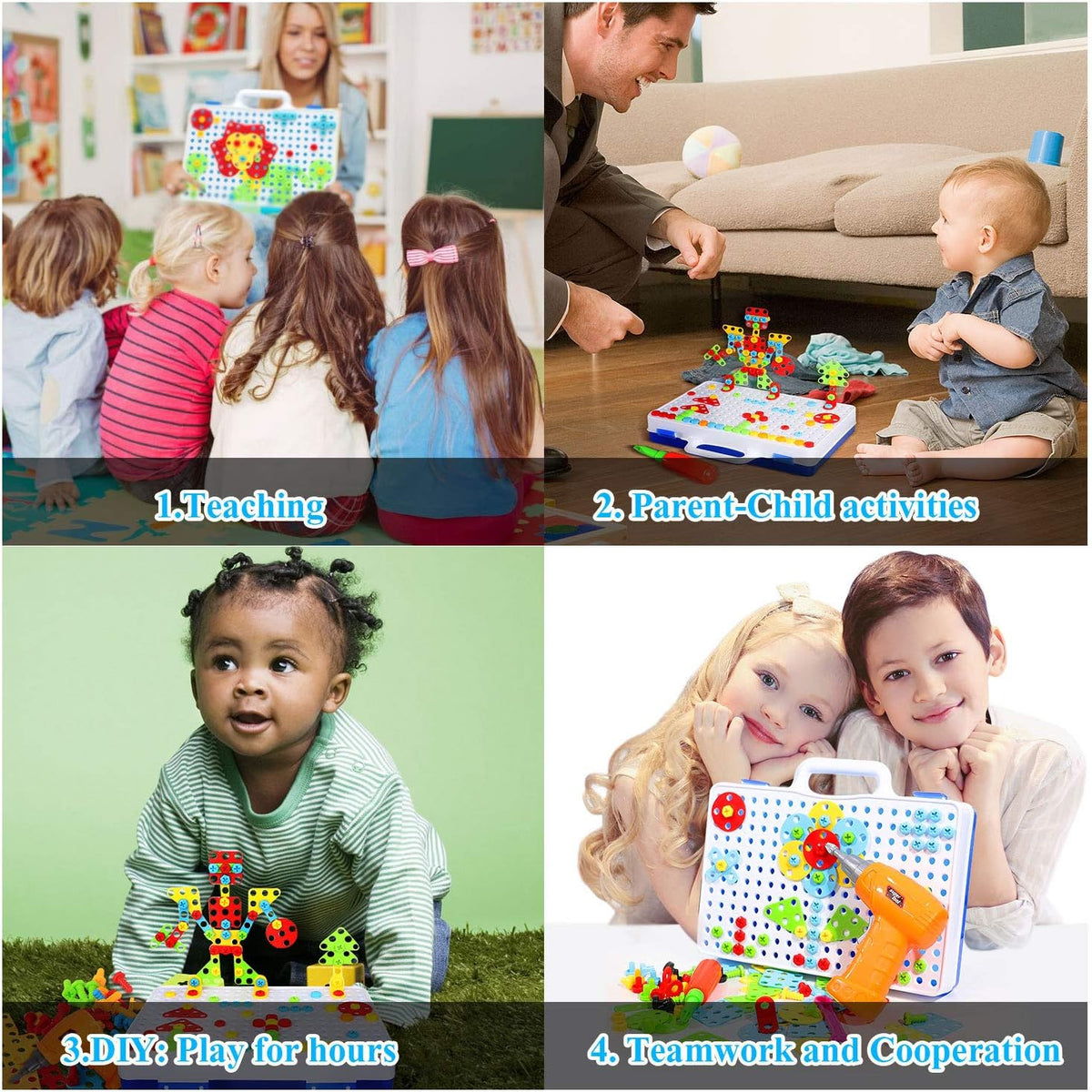HAPTIME Juguete de diseño y taladro, juguetes educativos para niños...