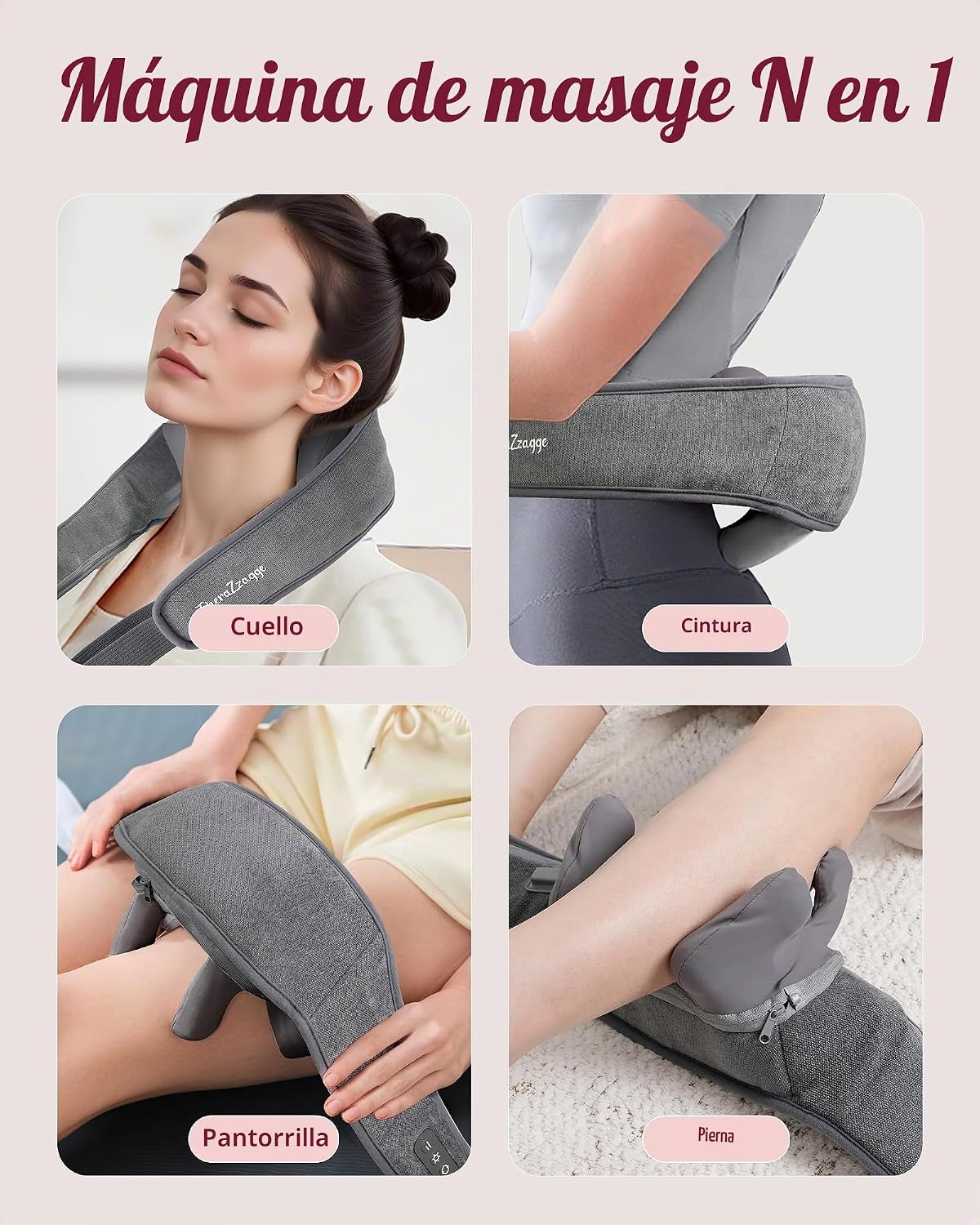 THERAZZAGGE Masajeador de cuello inalámbrico con calor - Elegible p...