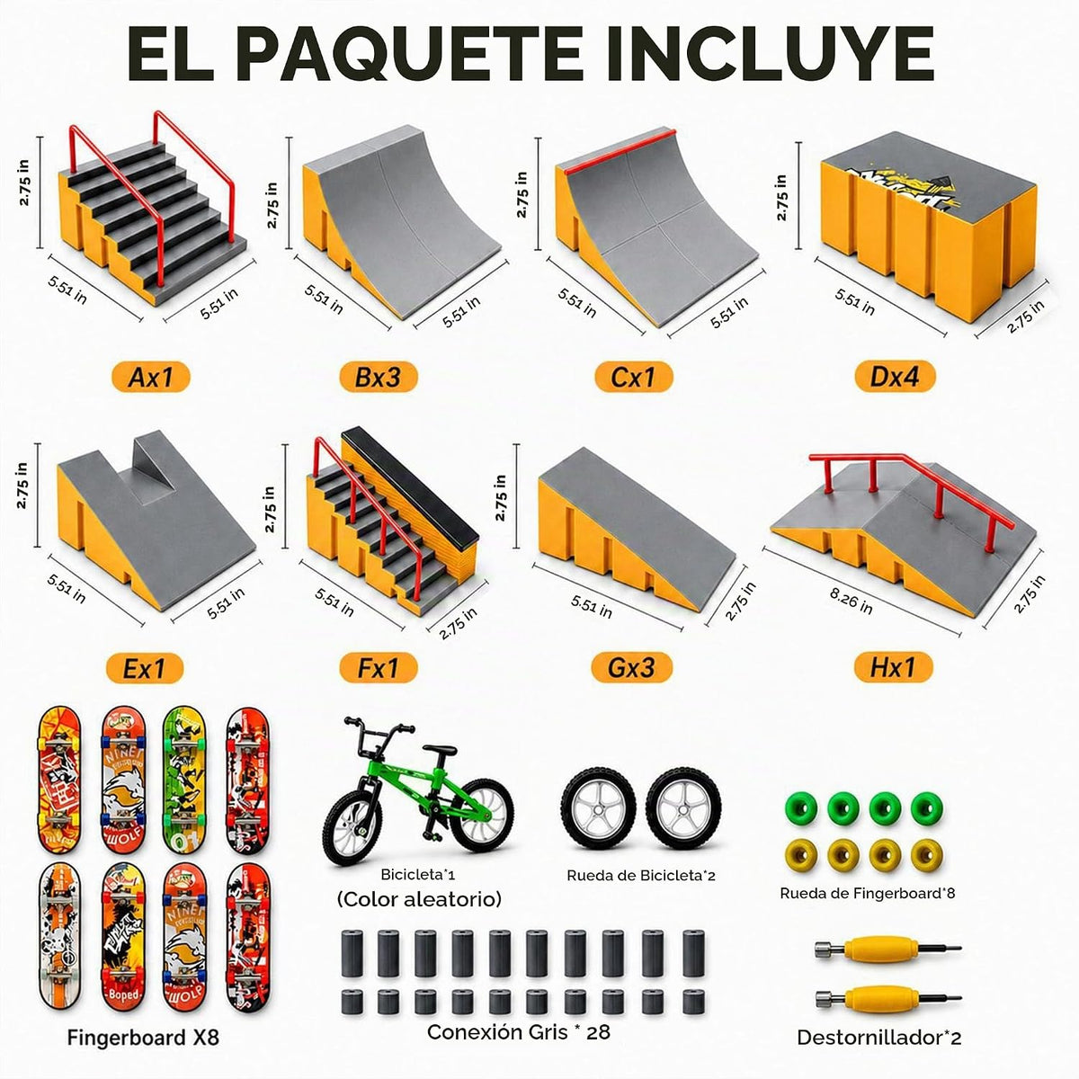 Juego de juguetes 14 en 1 para niños con 8 patinetas y bicicleta |...