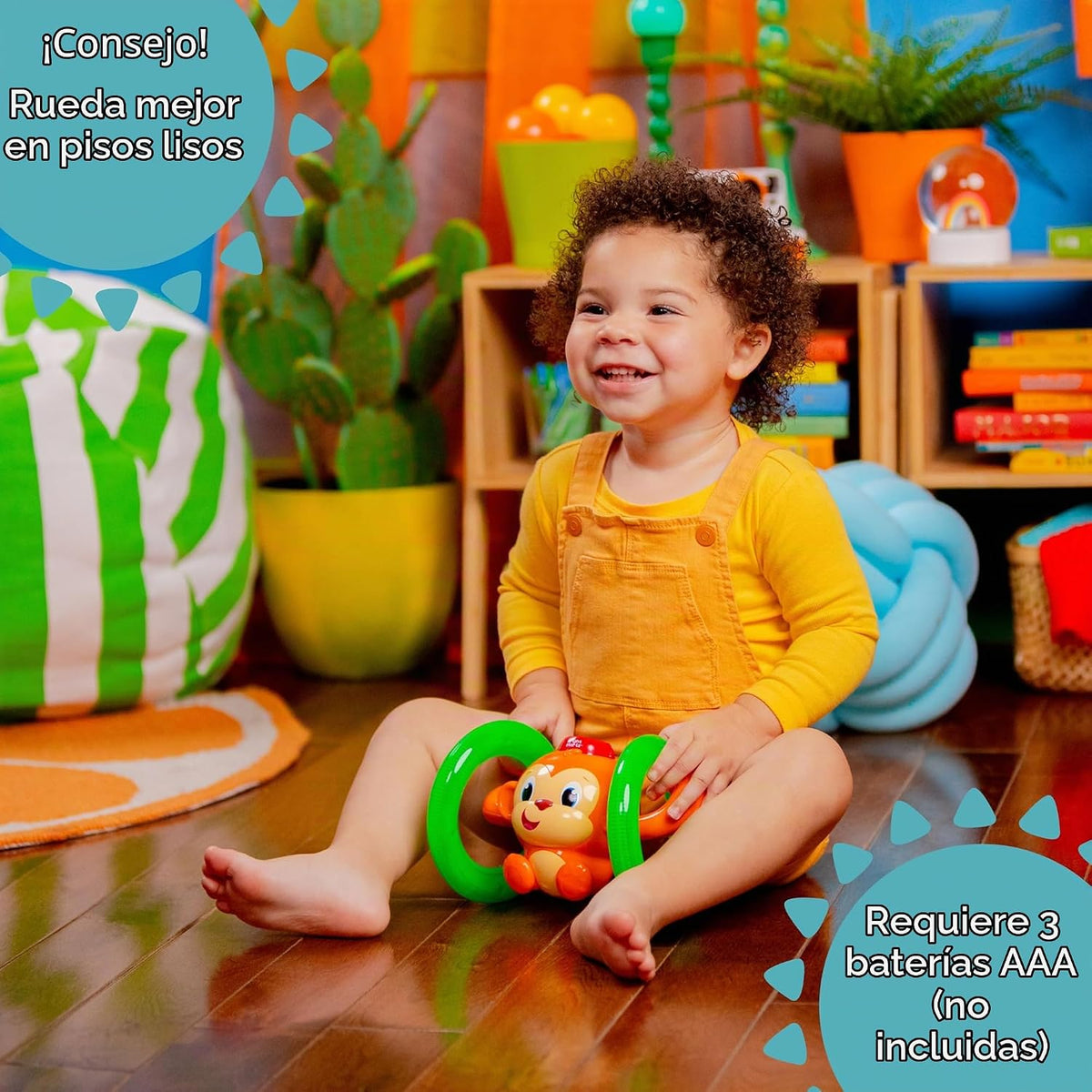 Bright Starts Roll &amp; Glow Monkey Crawling - Juguete para bebé c...