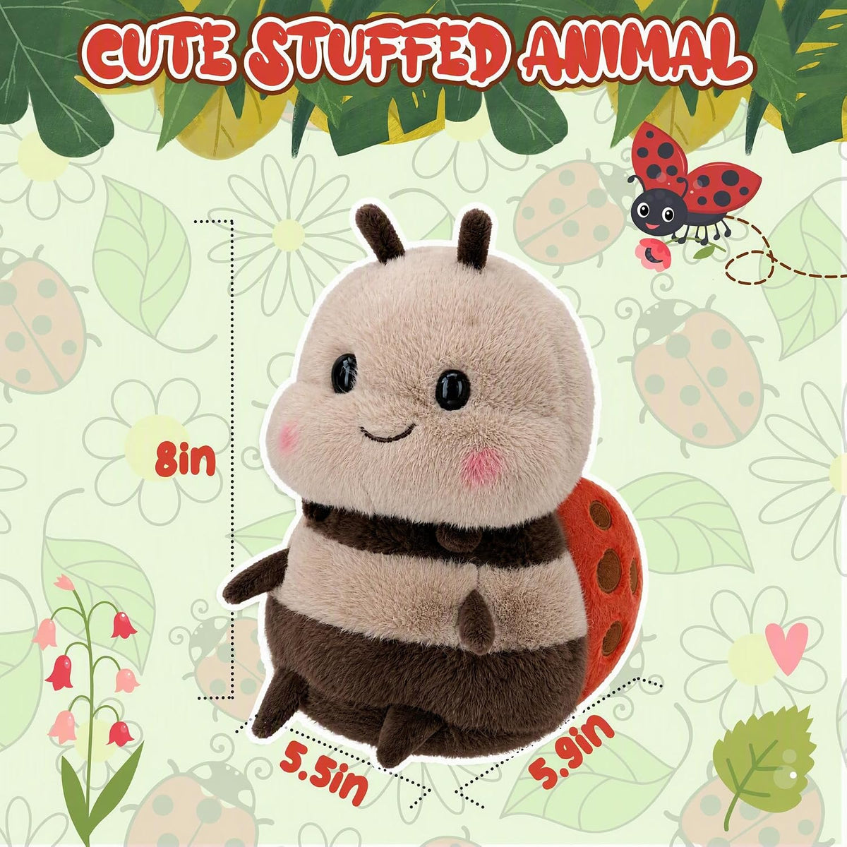 RHHSSE Peluche de Mariquita Sonriente Regordeta, Peluche Suave de M...