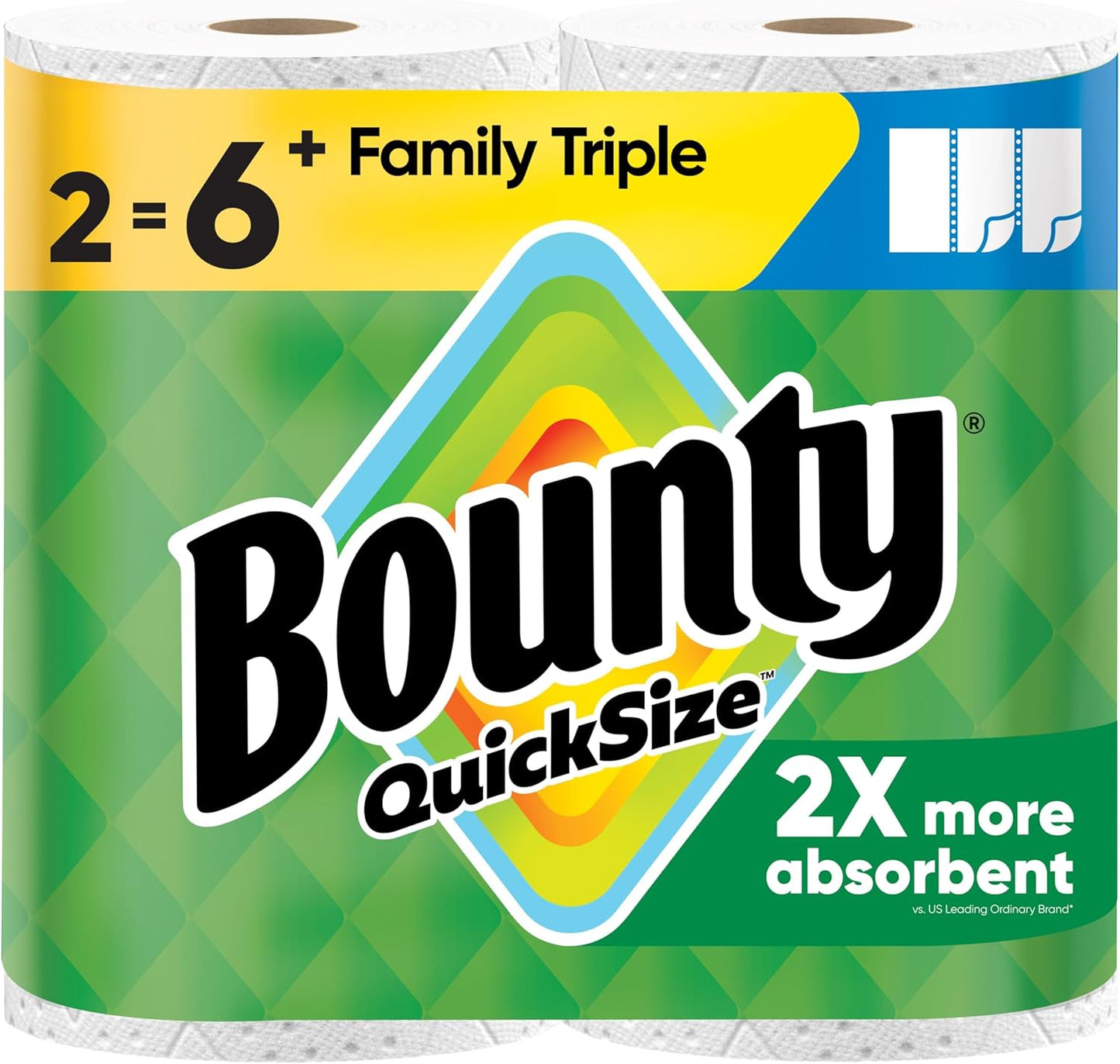 Bounty Toallas de papel de tamaño rápido, color blanco, 2 rollos tr...