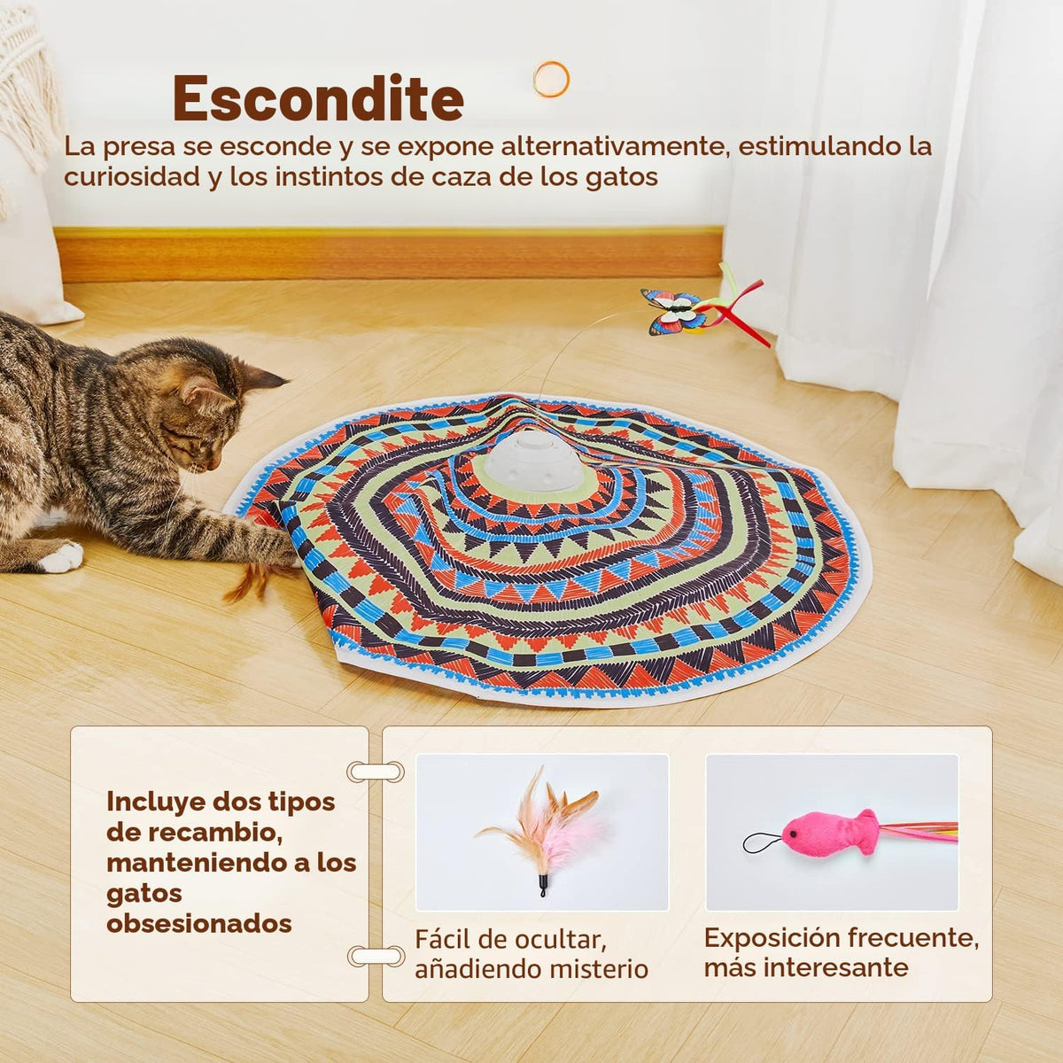 Potaroma Juguetes para gatos cargables, escondite 3 en 1, diversión...