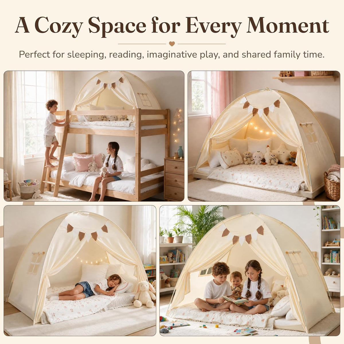 Modernus Tienda de campaña para cama individual para niños, toldo d...