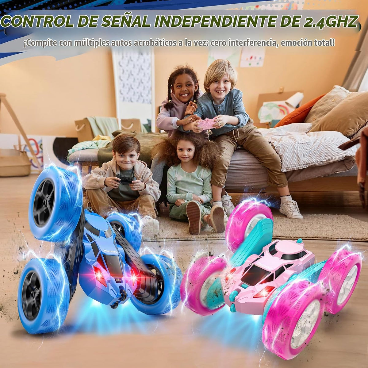 Hamdol Auto de acrobacias con control remoto para niños, juguete RC...