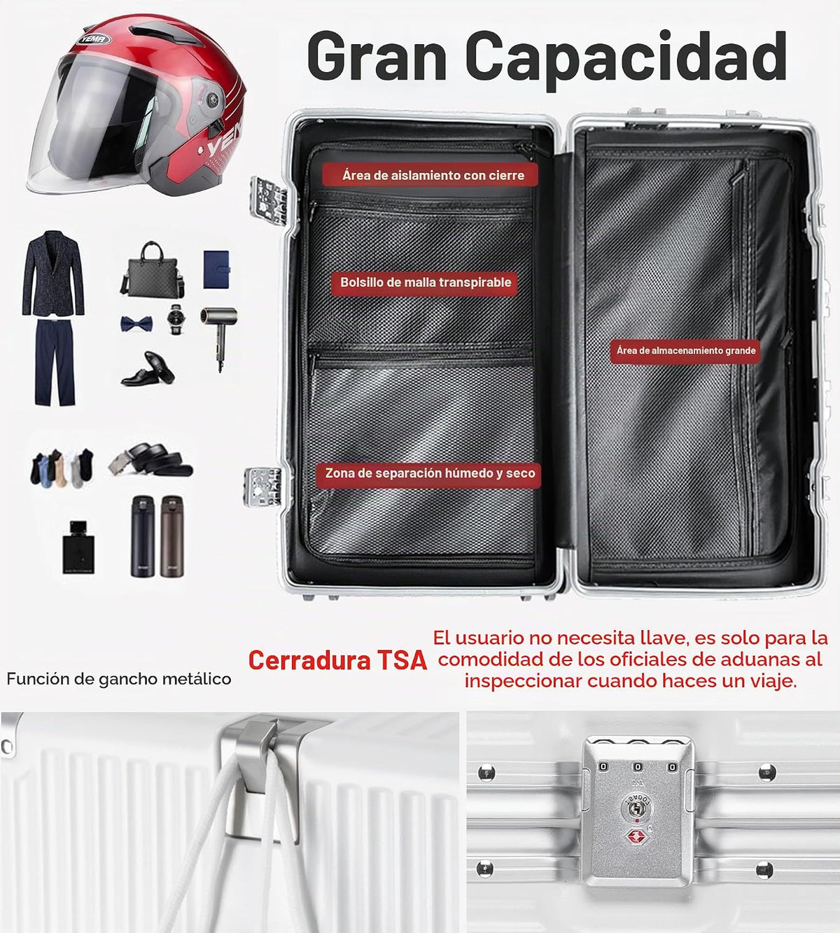 feilario Super grande capitán aluminio marco Hardside Spinner rueda...