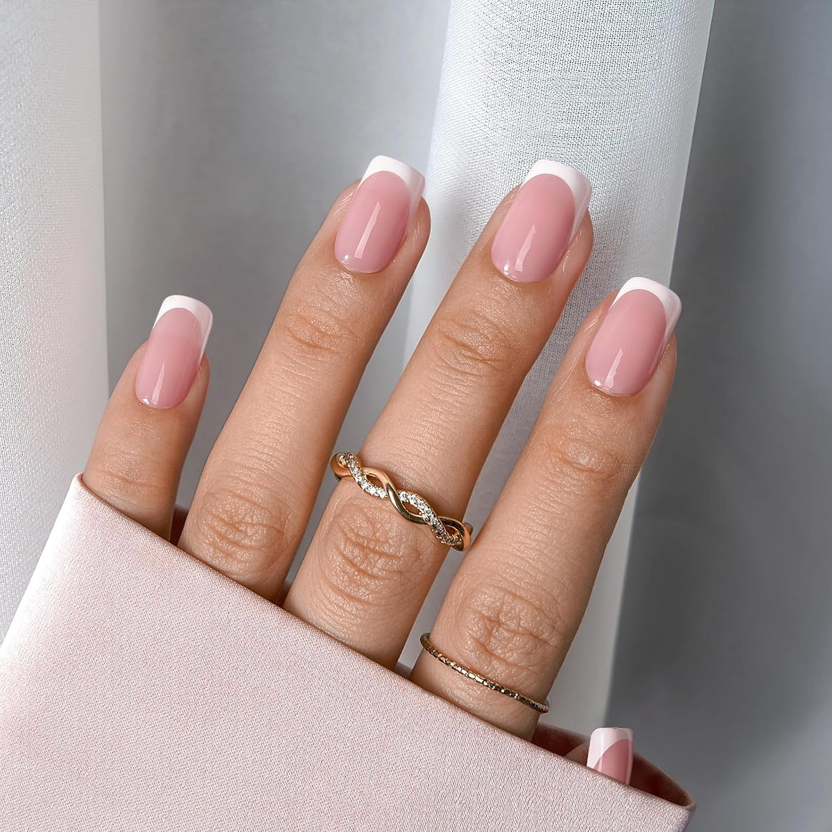 BTArtboxnails - Uñas postizas a presión con punta francesa blanca,...