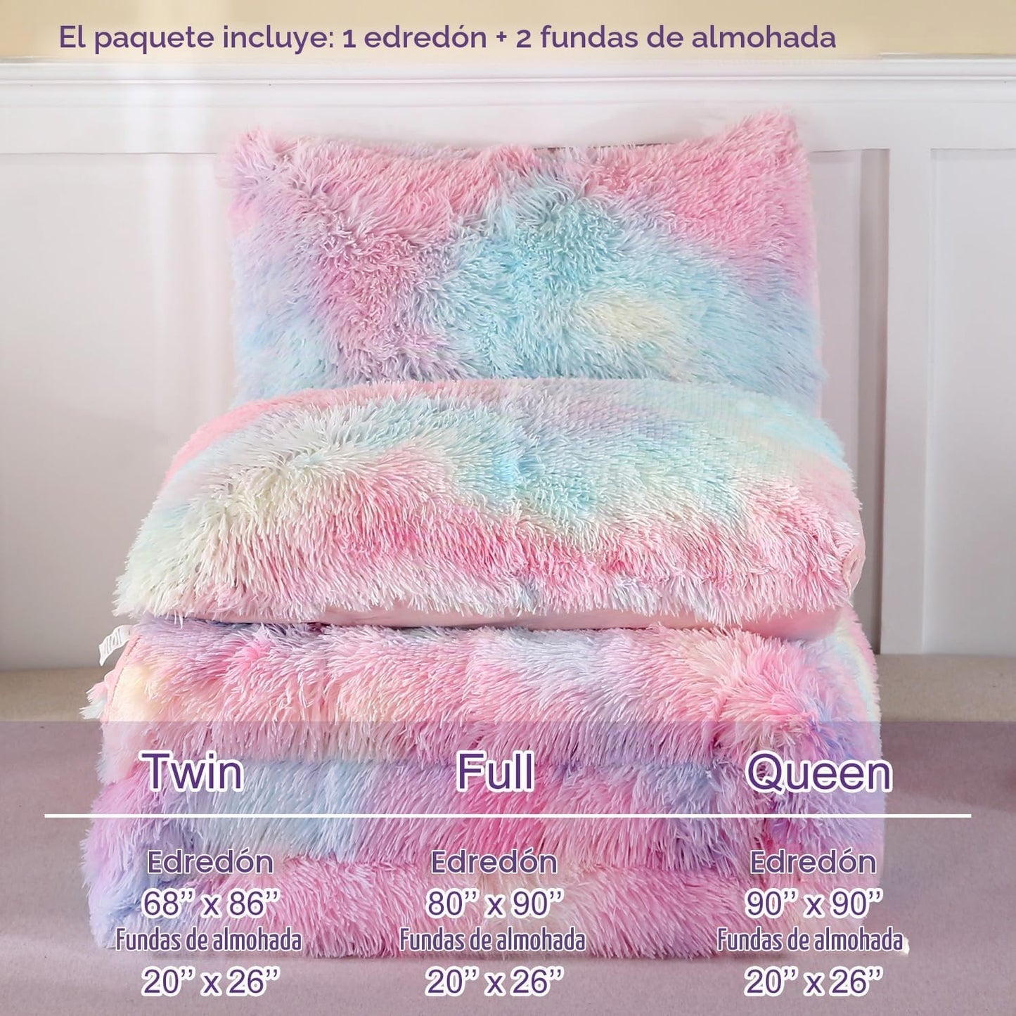 WINLIFE - Juego de edredón de pelo sintético Shaggy, juego de ropa...