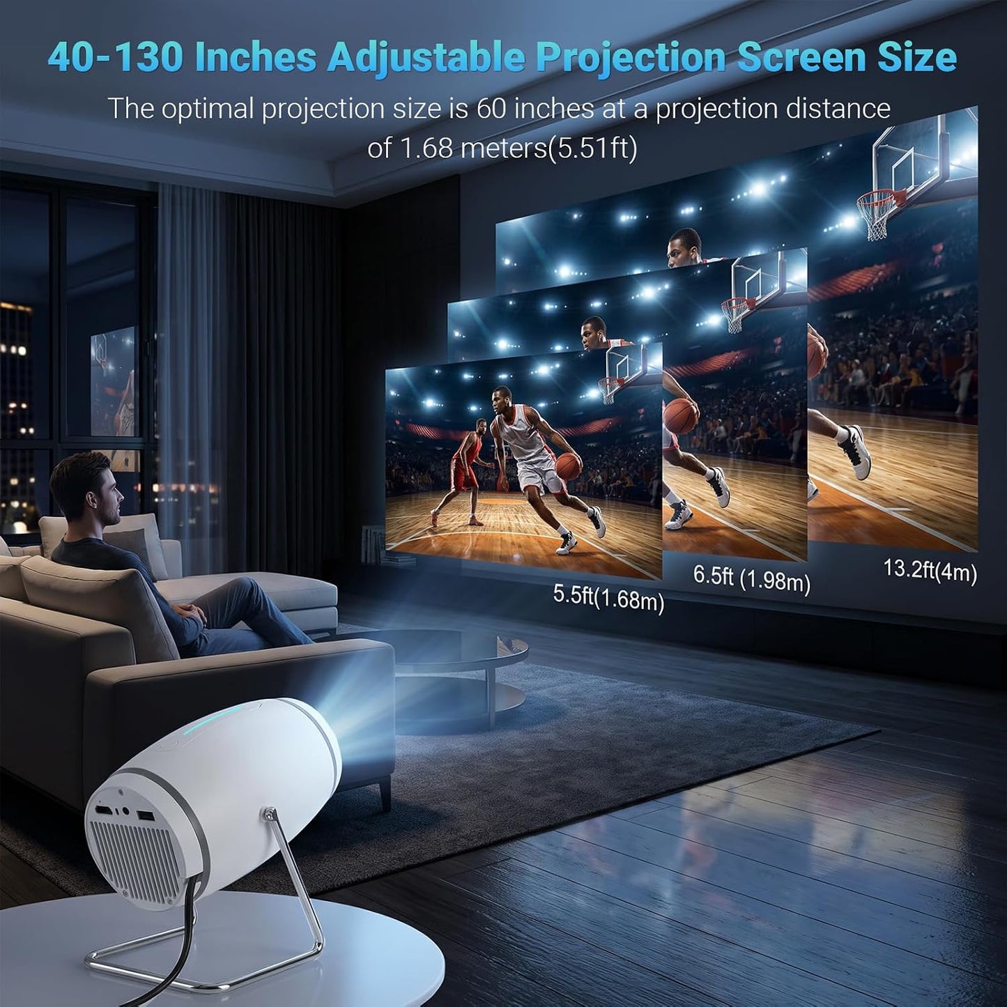 【Aplicaciones integradas】Mini proyector con WiFi y Bluetooth, proye...