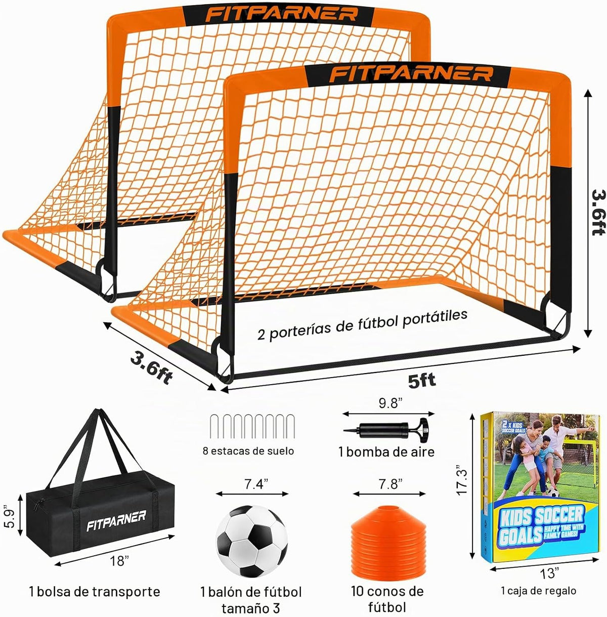 FITPARNER Arcos de Fútbol para Niños para Patio Trasero - Juego de...