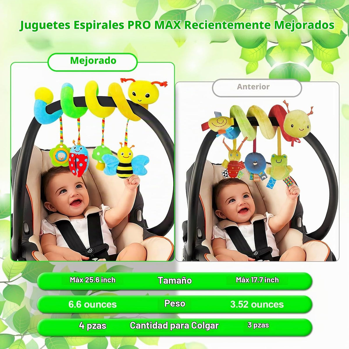 Zendstanding Juguetes de asiento de automóvil para bebés de 0 a 6 m...