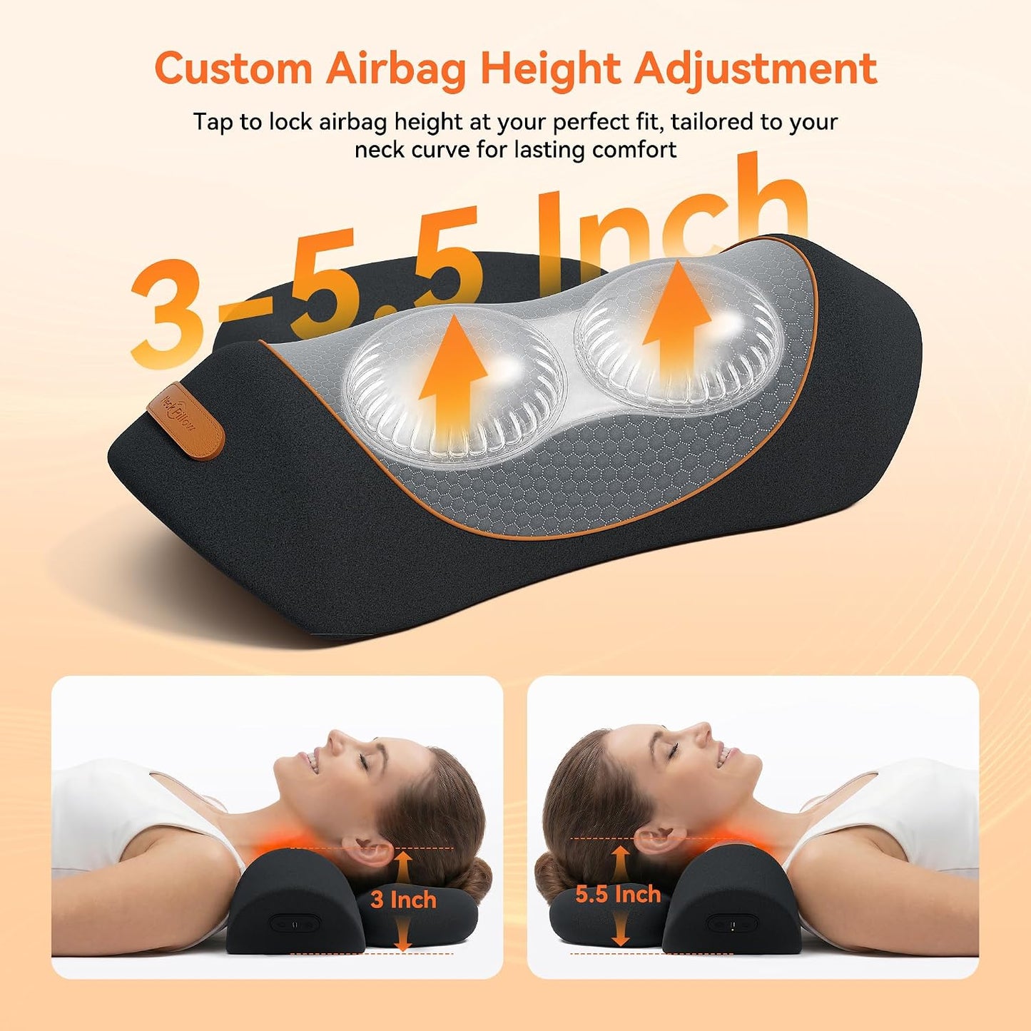 Almohada masajeadora de cuello inalámbrica 3 en 1 con calor, vibrac...