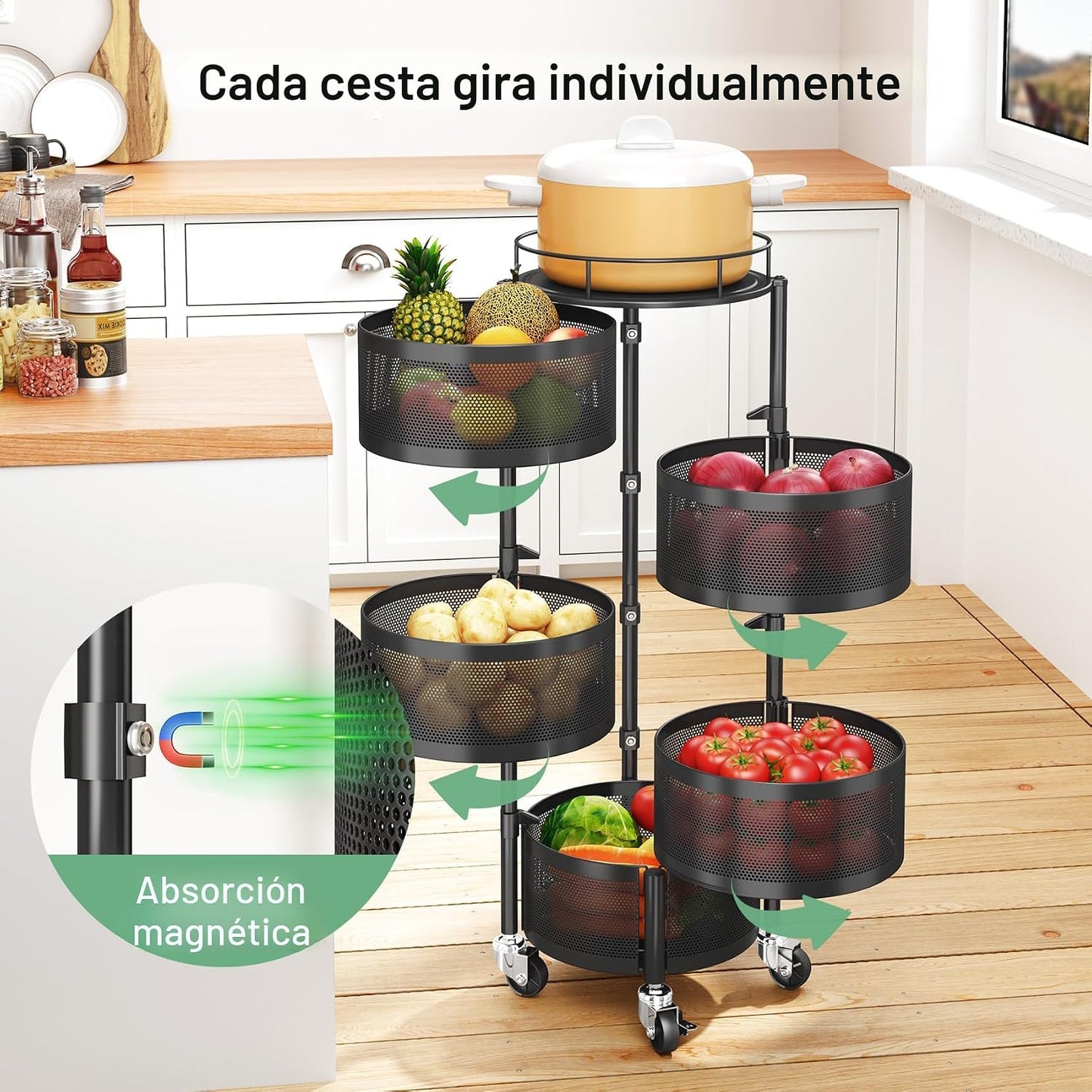 SAYZH Cesta de frutas y verduras para cocina, estante de almacenami...