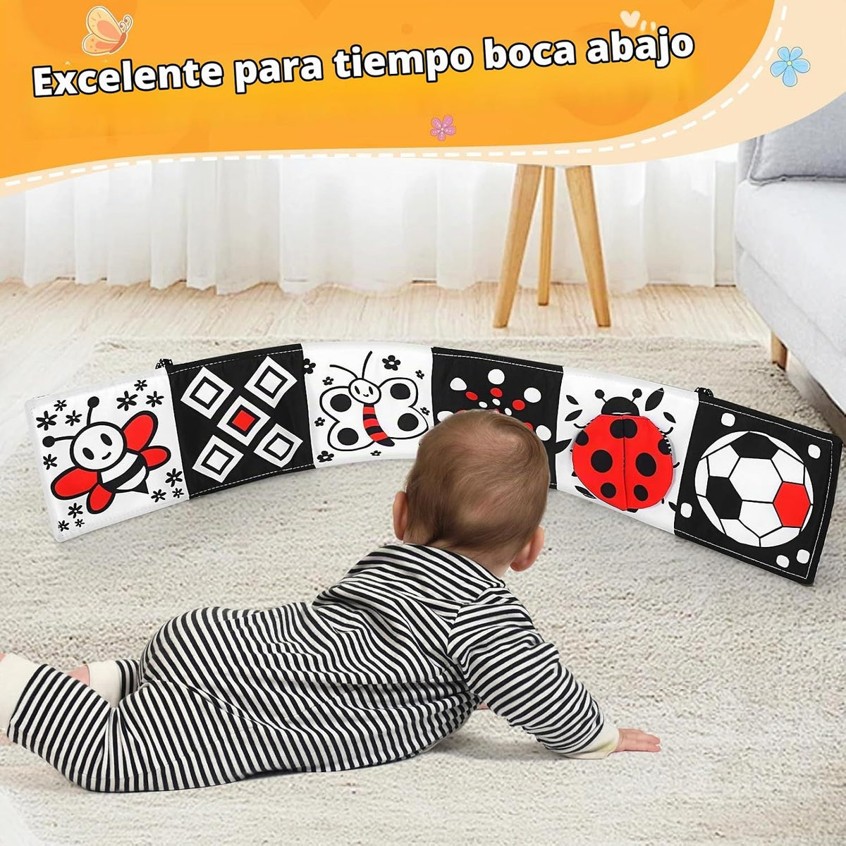 AJsupojouet Libro de bebé recién nacido en blanco y negro de alto c...