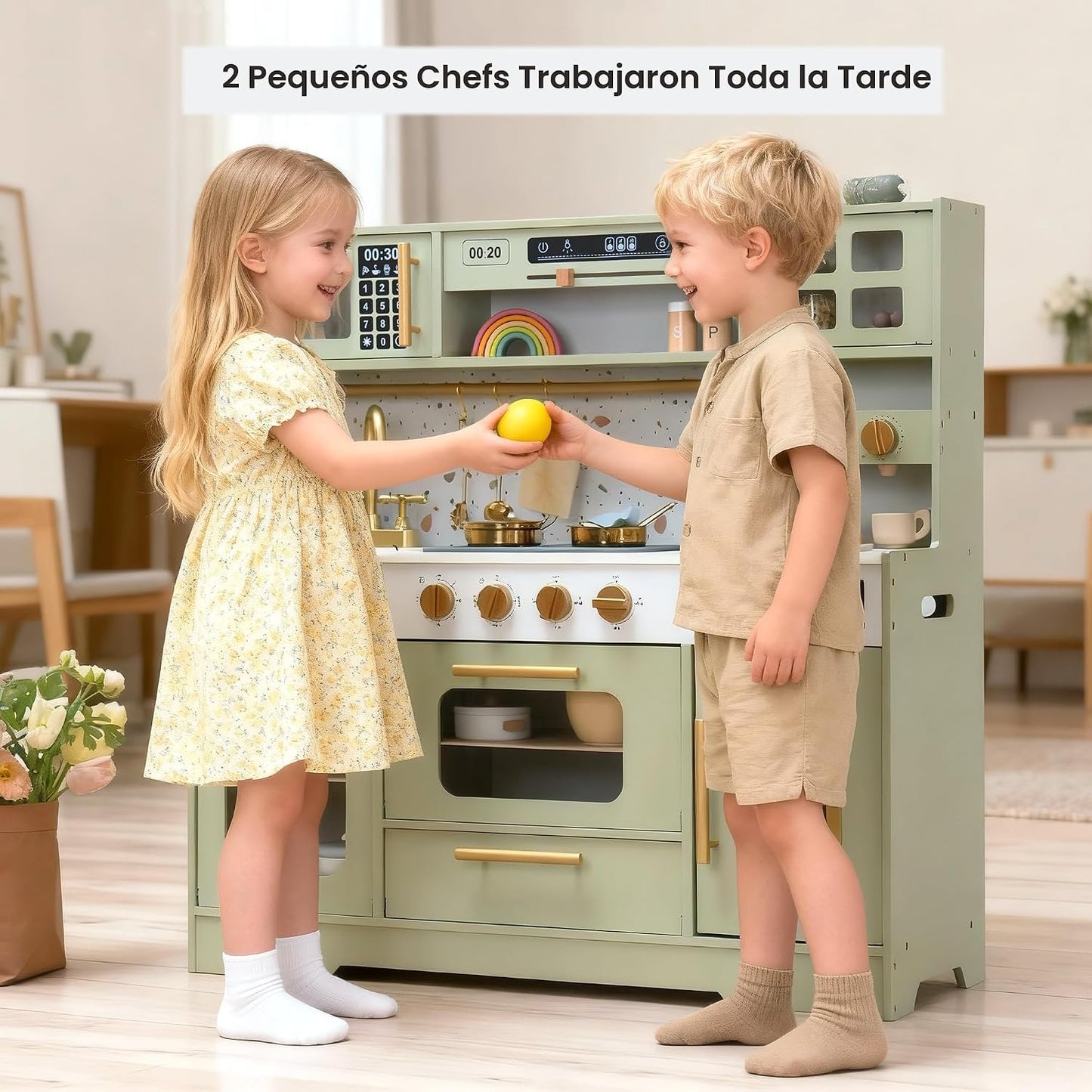 Juego de cocina de madera para niños \u2013 Cocina de simulación re...