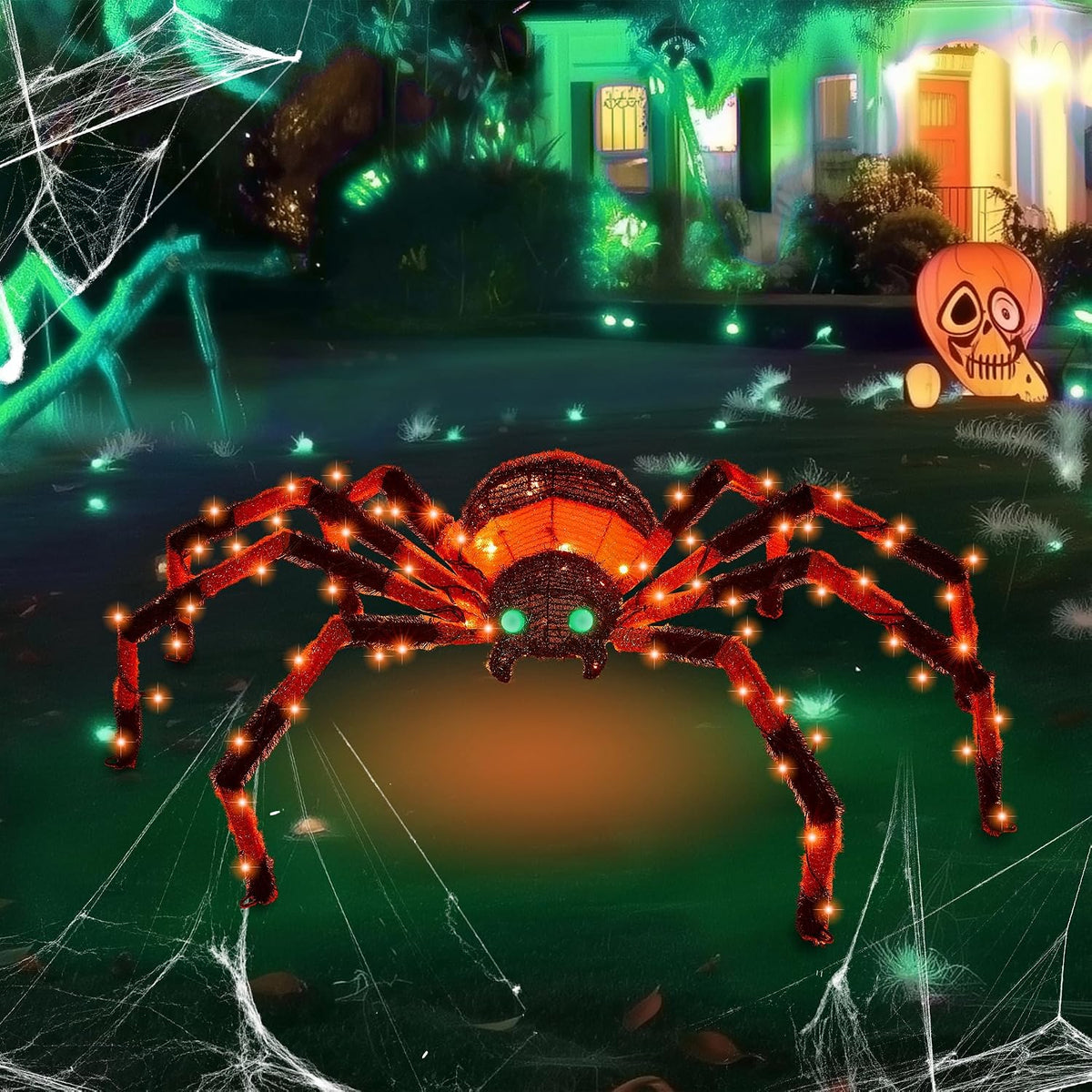 Araña gigante de 4.2 pies para decoración de Halloween al aire libr...