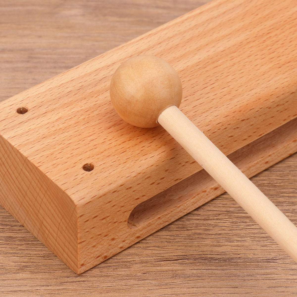 kukmakri Juego de 2 bloques de ritmo de madera maciza con mazo, ins...