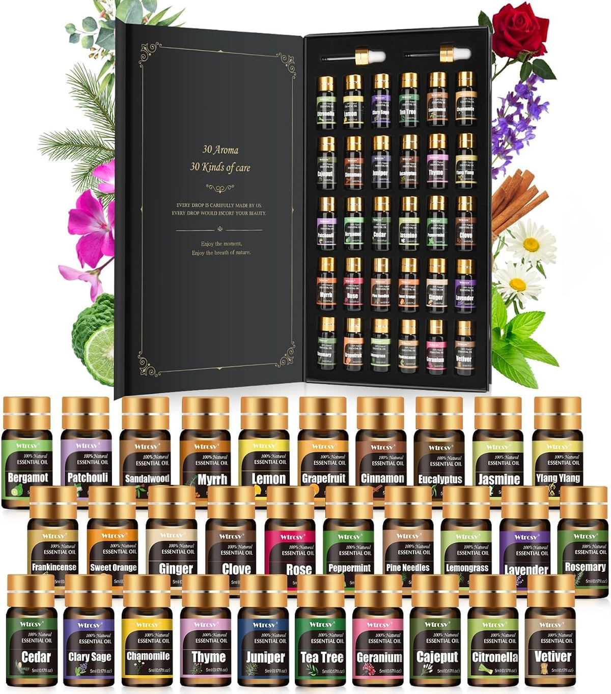 Set de regalo de aceites esenciales Wtrcsv - 30 aromas únicos - Per...