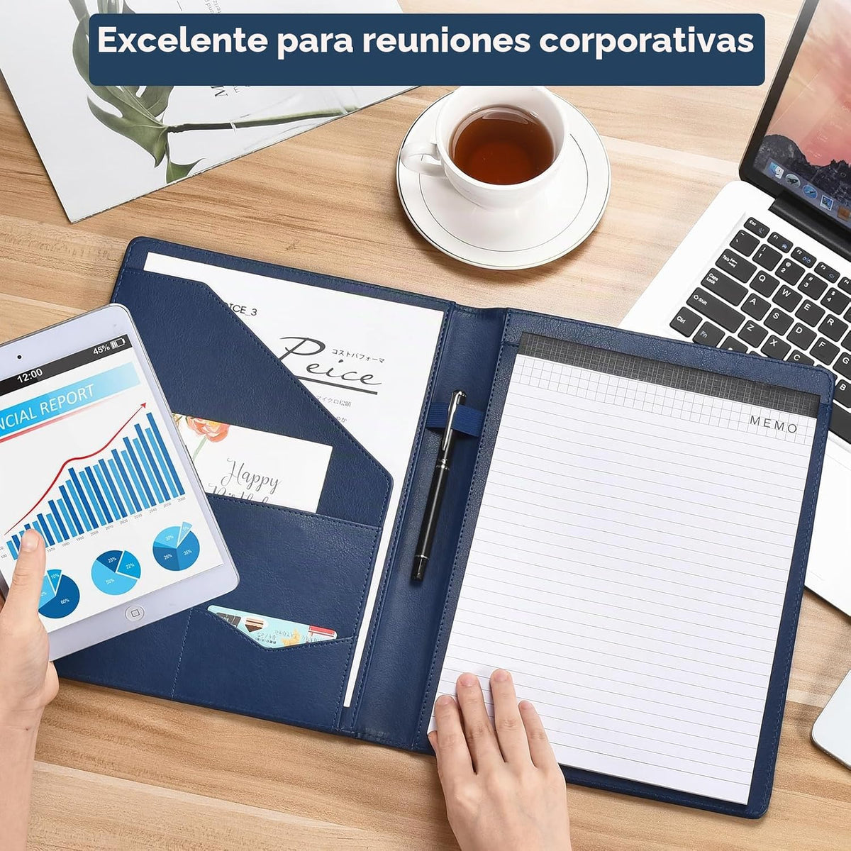 Pacific Mailer carpeta portafolios de piel con cierre, organizador...