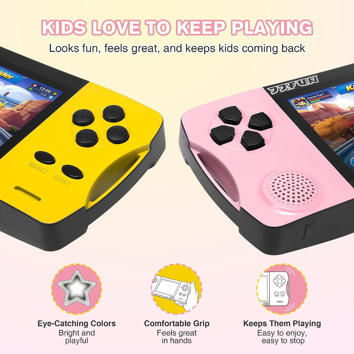 JJFUN Juego de mano retro portátil para niños, 138 juegos Claasic y...