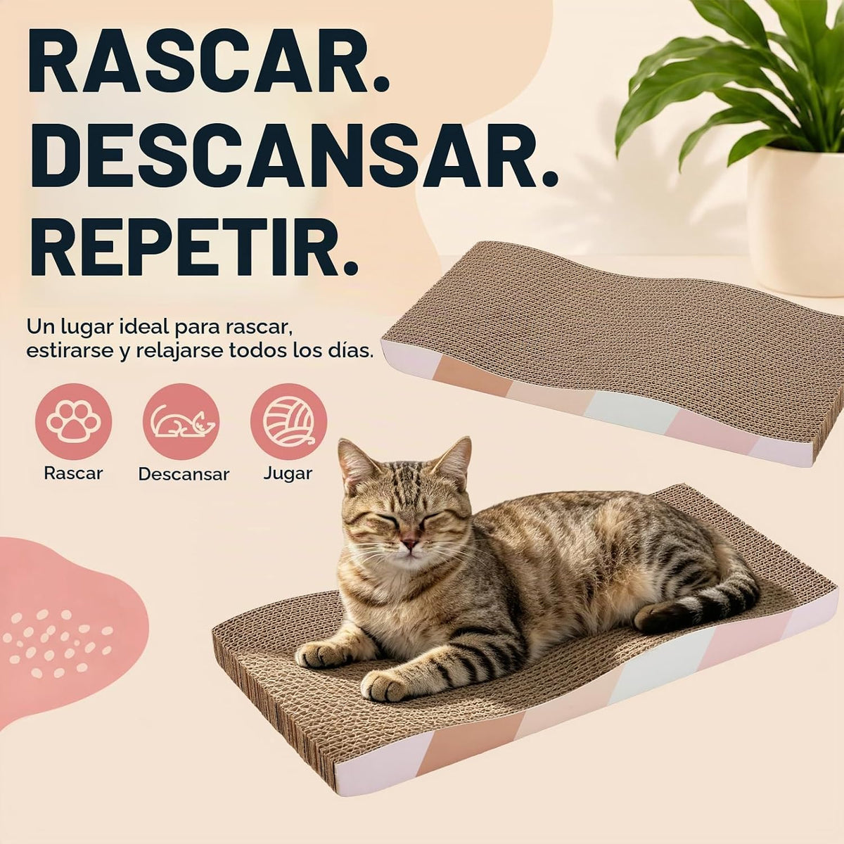 SIDAZON Tabla de Rascar para Gatos Rascador de Gatos Almohadilla de...
