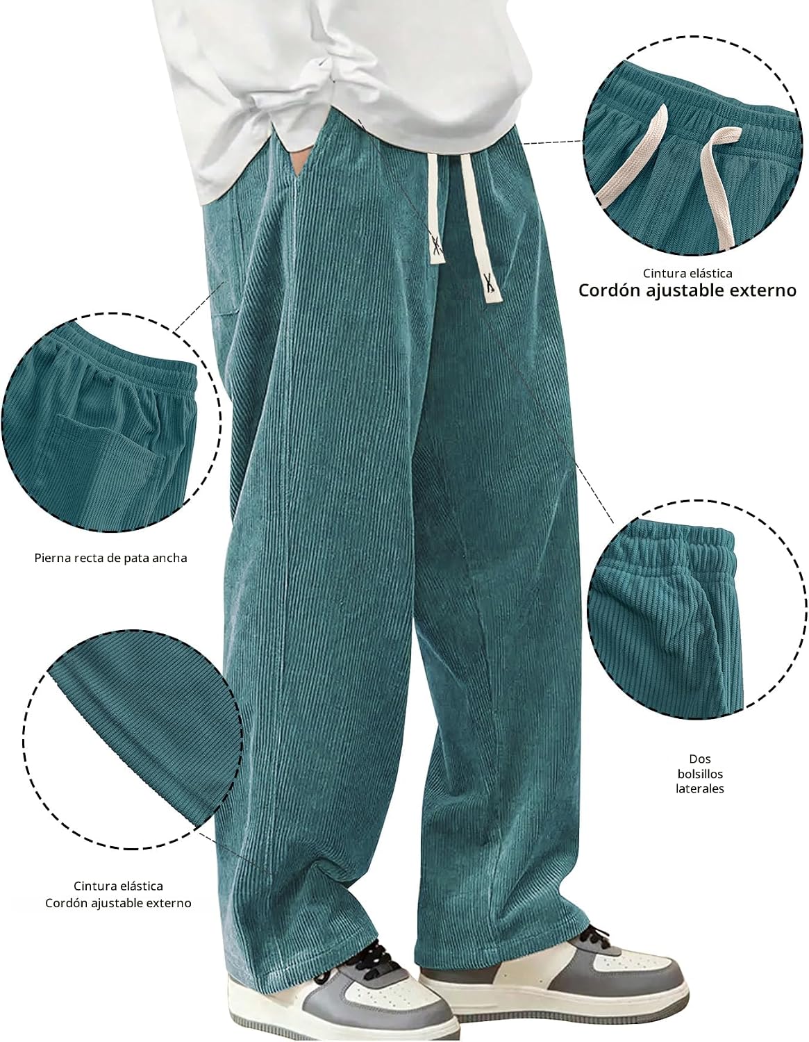 Hidkat Pantalones de corduroy casual para hombre, pantalones de pie...