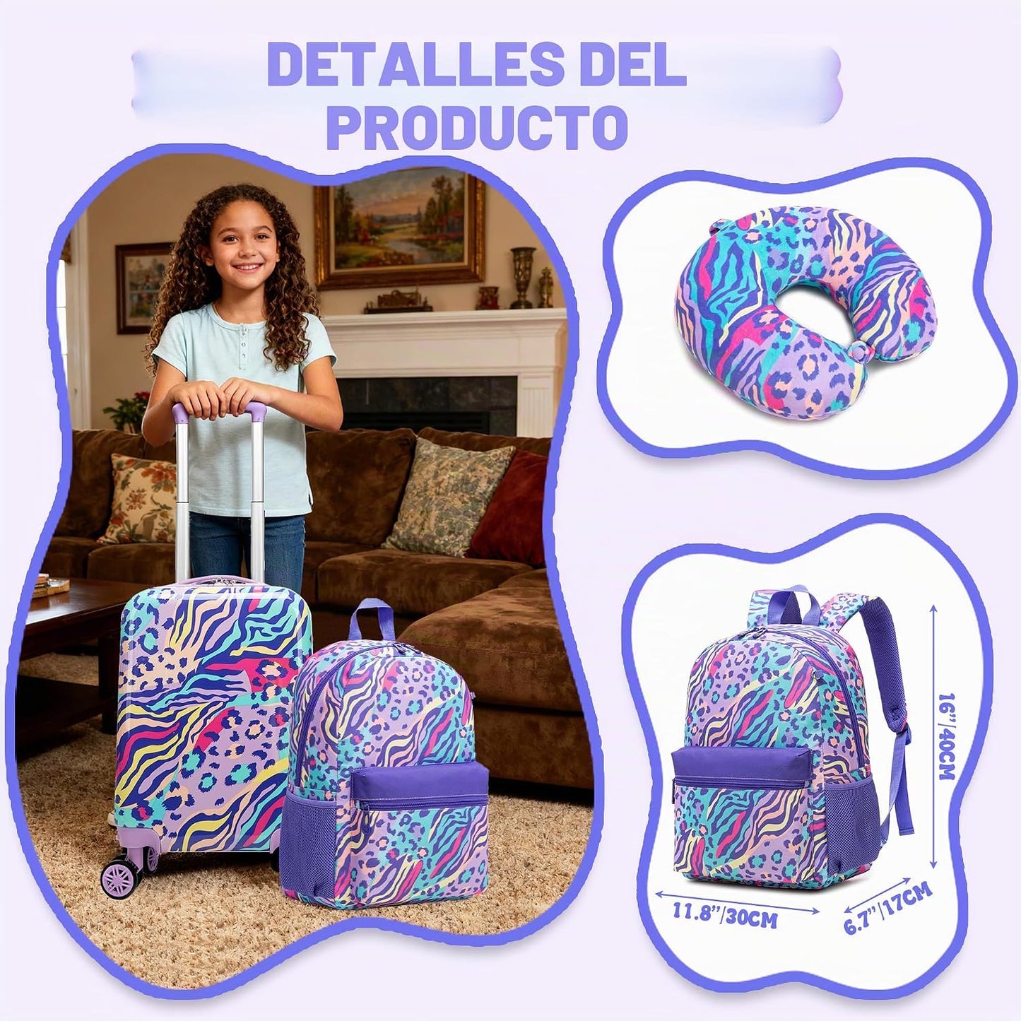 Juego de maletas para niños Esteemly 5 piezas, juego de maletas de...