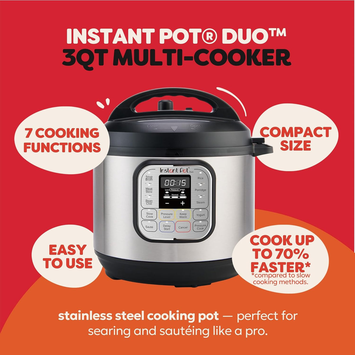 Instant Pot IP-DUO60, 6cuartos\/1000W - Olla a presión multifunción...