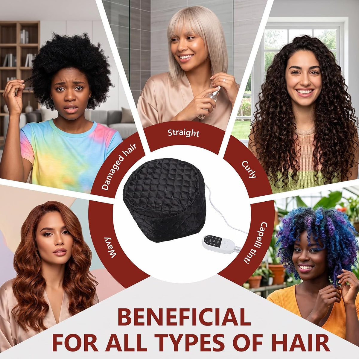 Gorro de pelo calentado, vaporizador de cabello de acondicionamient...