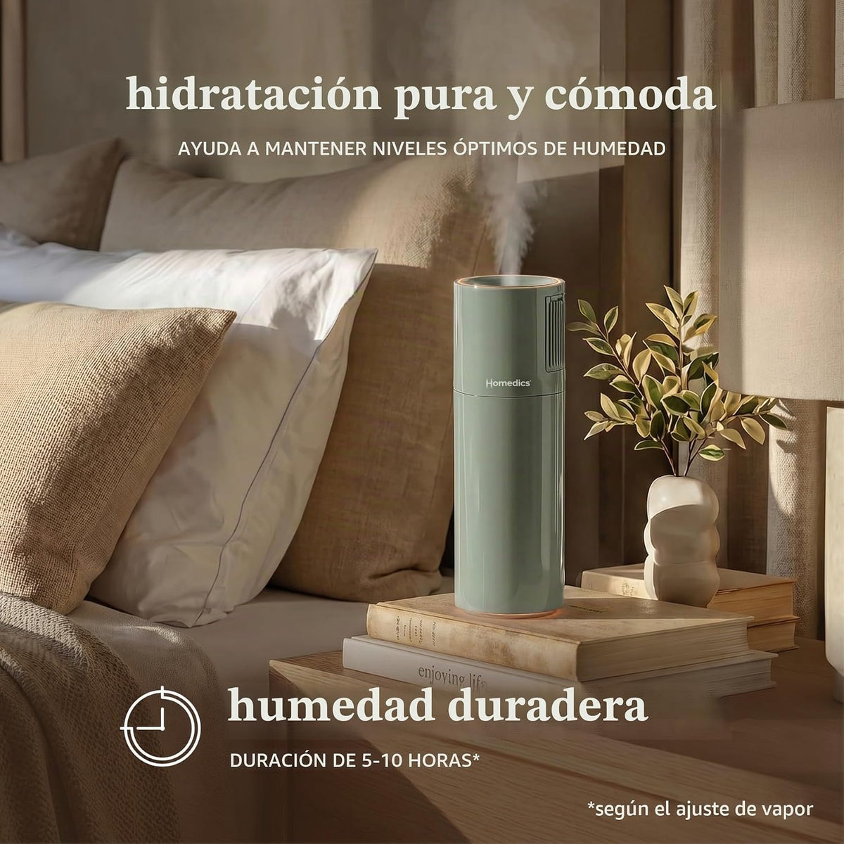 Homedics Humidificador ultrasónico portátil, humidificador de aroma...