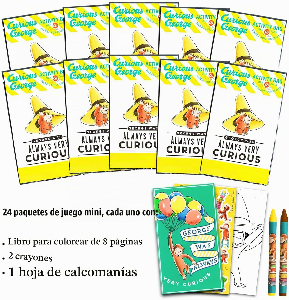 Paquete de recuerdos de fiesta para niños Curious George - 24 mini...