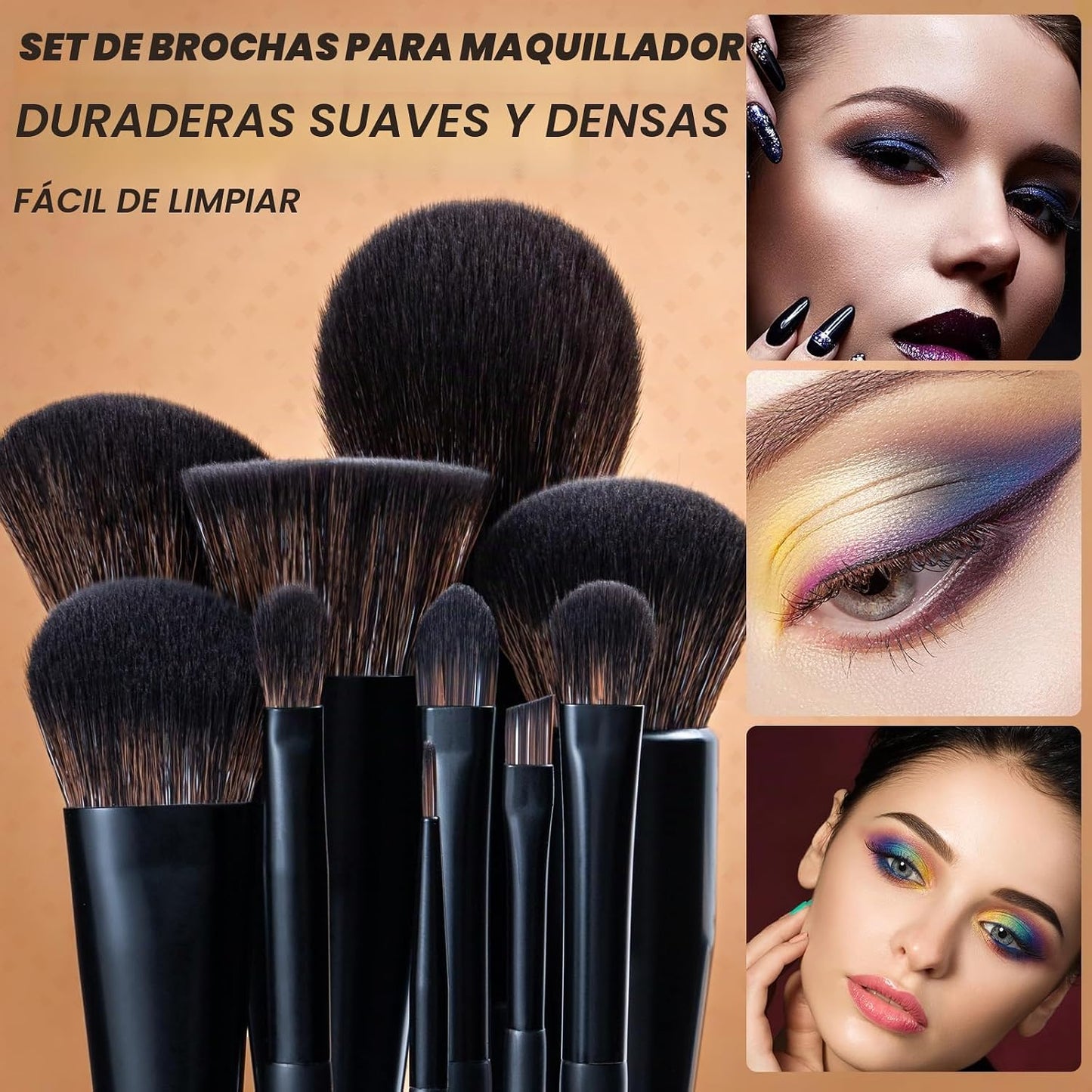 LORYP Juego de Brochas de Maquillaje Negras de 21 Piezas para Polvo...