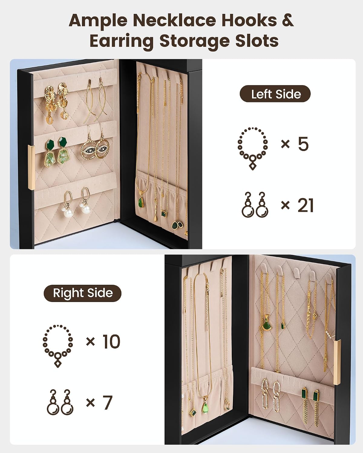 Lolalet Joyero organizador grande para mujer, organizador de joyas...