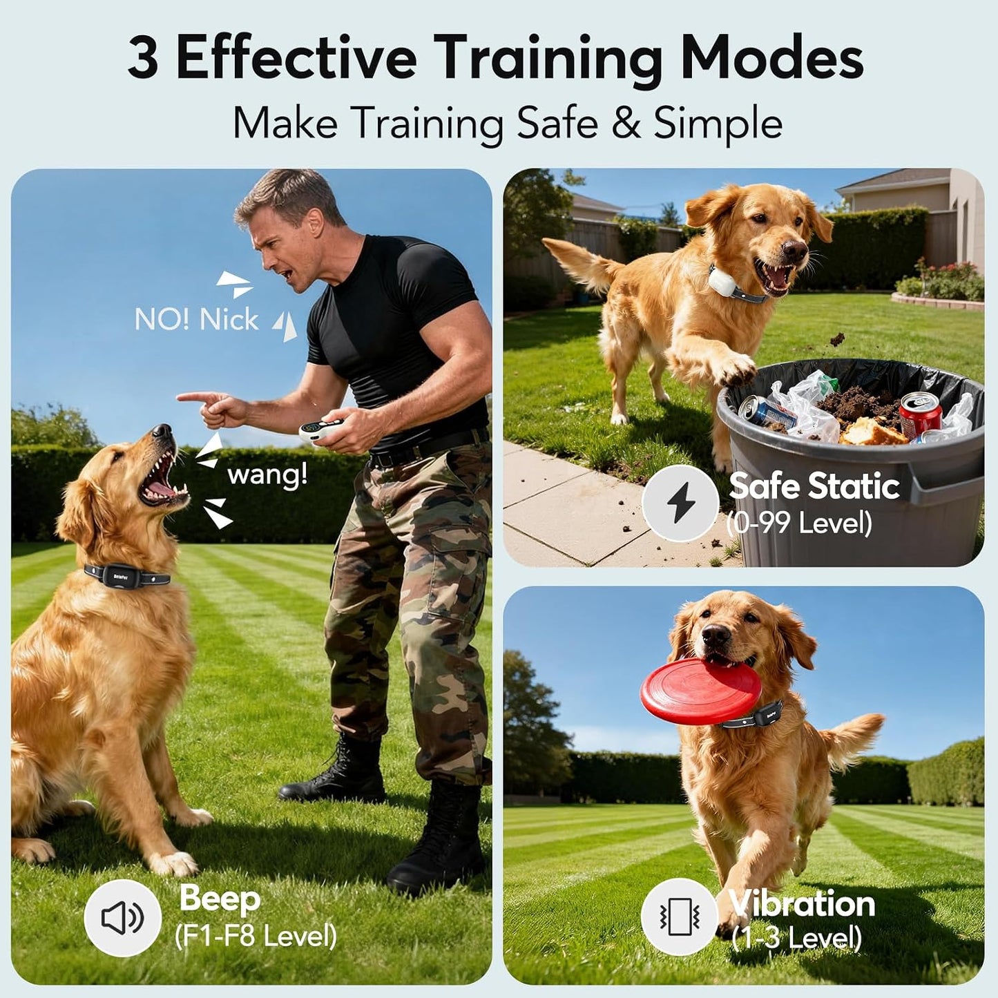 Collar de choque para perros, 2 perros, collares de entrenamiento d...