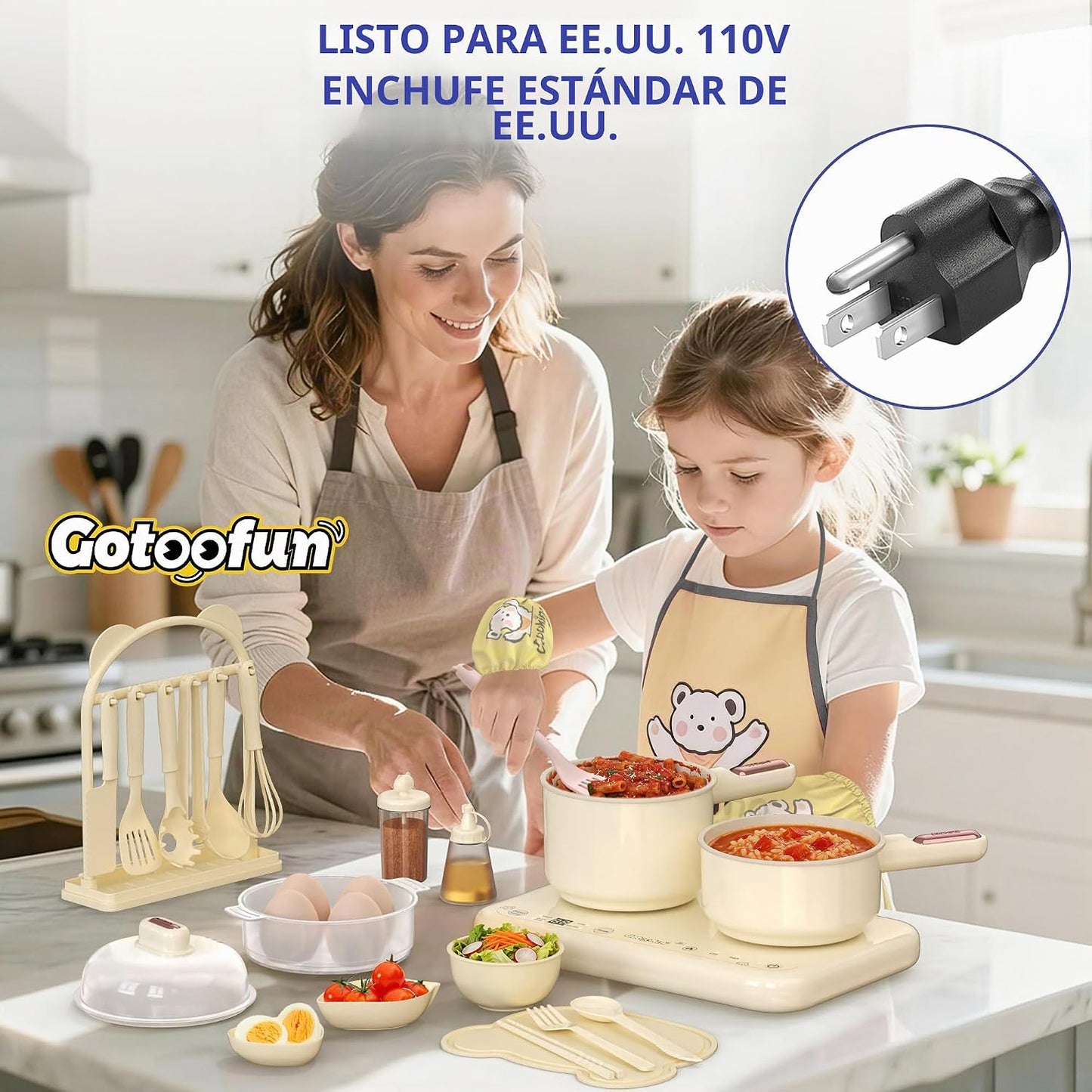 Gotoofun Juegos de cocina para niños, estufa dual eléctrica real Mo...