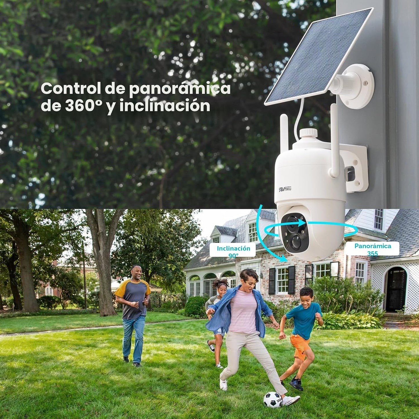 SOVMIKU 2CQ1 AI 2K Cámara de seguridad solar inalámbrica para exter...