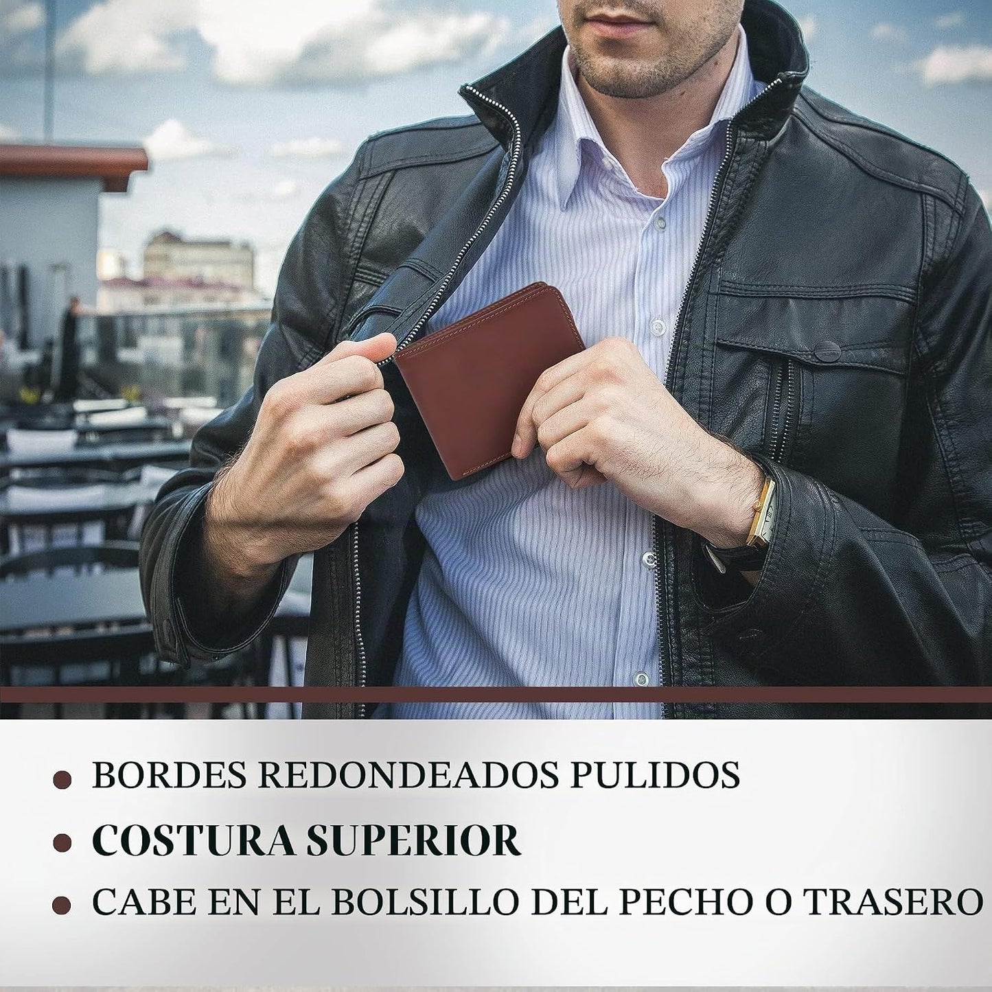 Tony Perotti Billetera plegable de cuero italiano para hombre - Car...