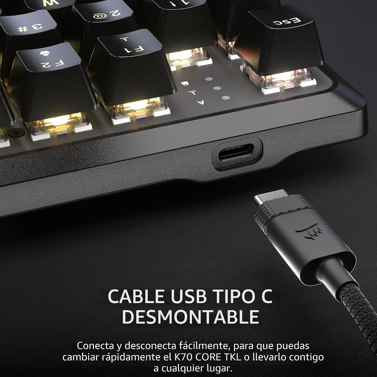 Corsair K70 CORE TKL RGB Teclado mecánico con cable para juegos sin...