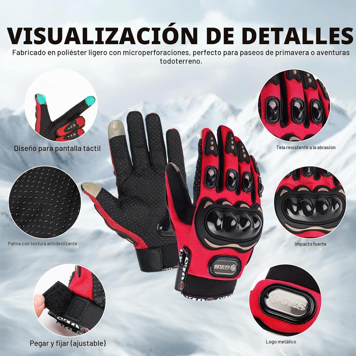 GES Guantes de motocicleta para hombre, para pantalla táctil, antid...