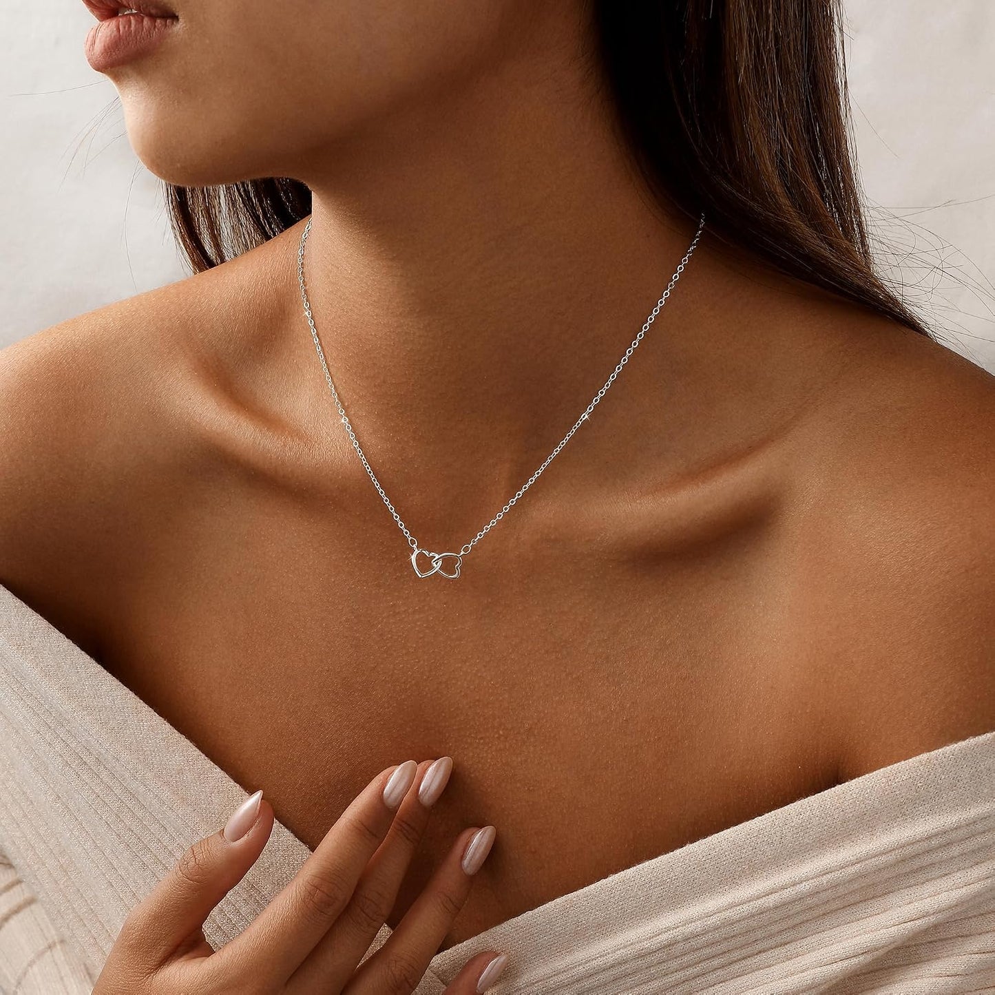 JIKASI Collar de corazón para mujer, delicado chapado en oro de 14...