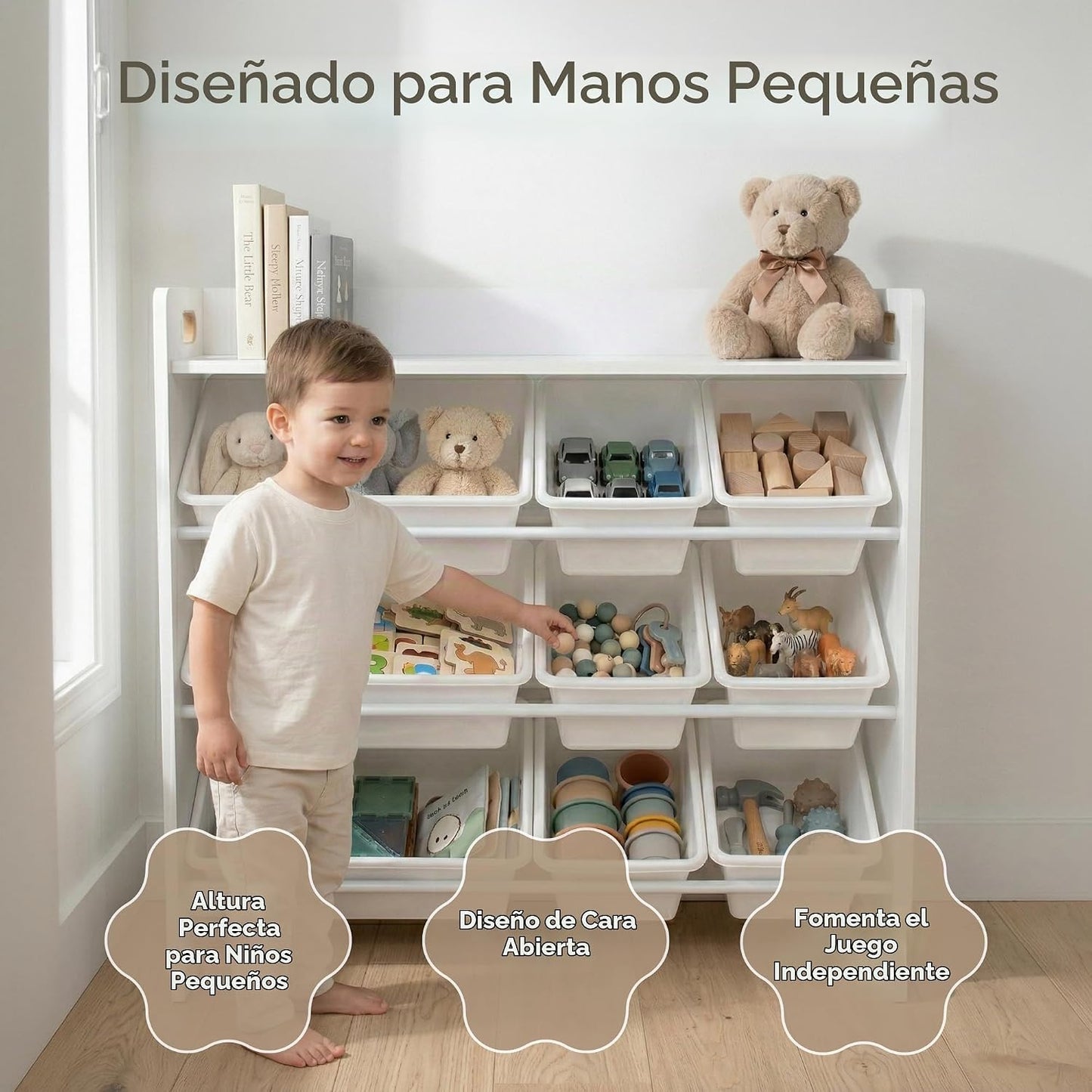 Humble Crew Organizador de juguetes para niños con estante de exhib...