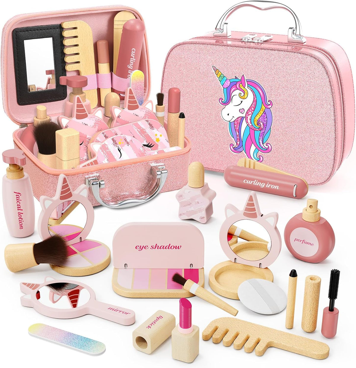 Juego de maquillaje de madera para niños pequeños de 3 a 5 años, ki...