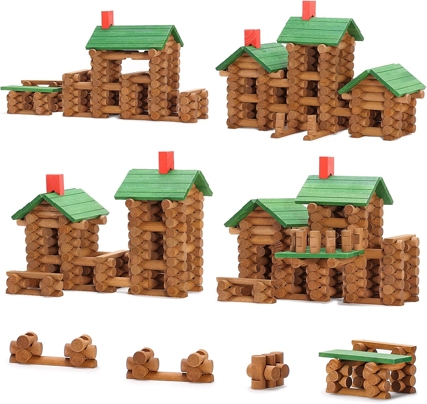 SainSmart Jr. Juego de 665 piezas de cabaña de troncos de madera pa...