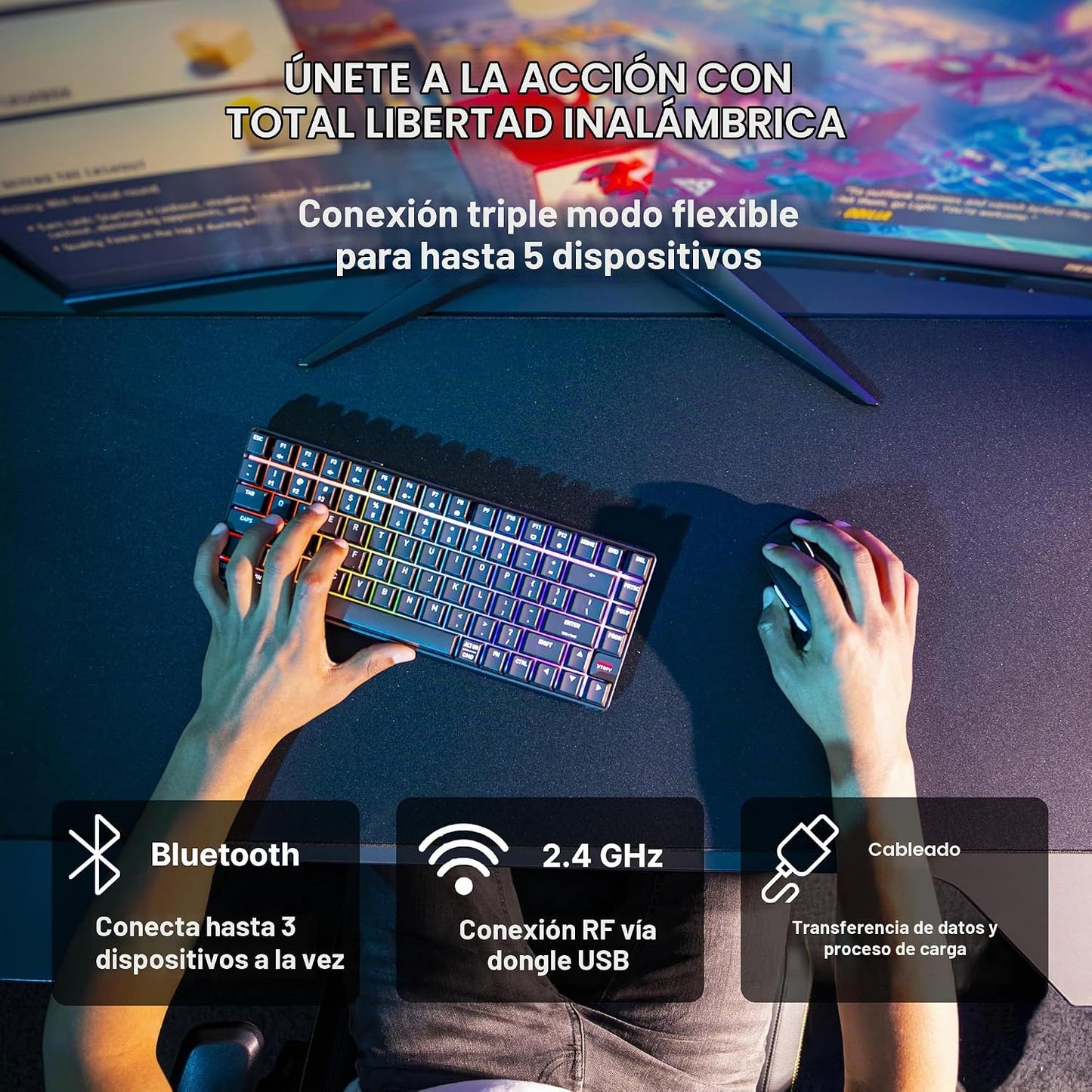 CHERRY XTRFY K33 - Teclado compacto inalámbrico, 75% Mem-chanical p...