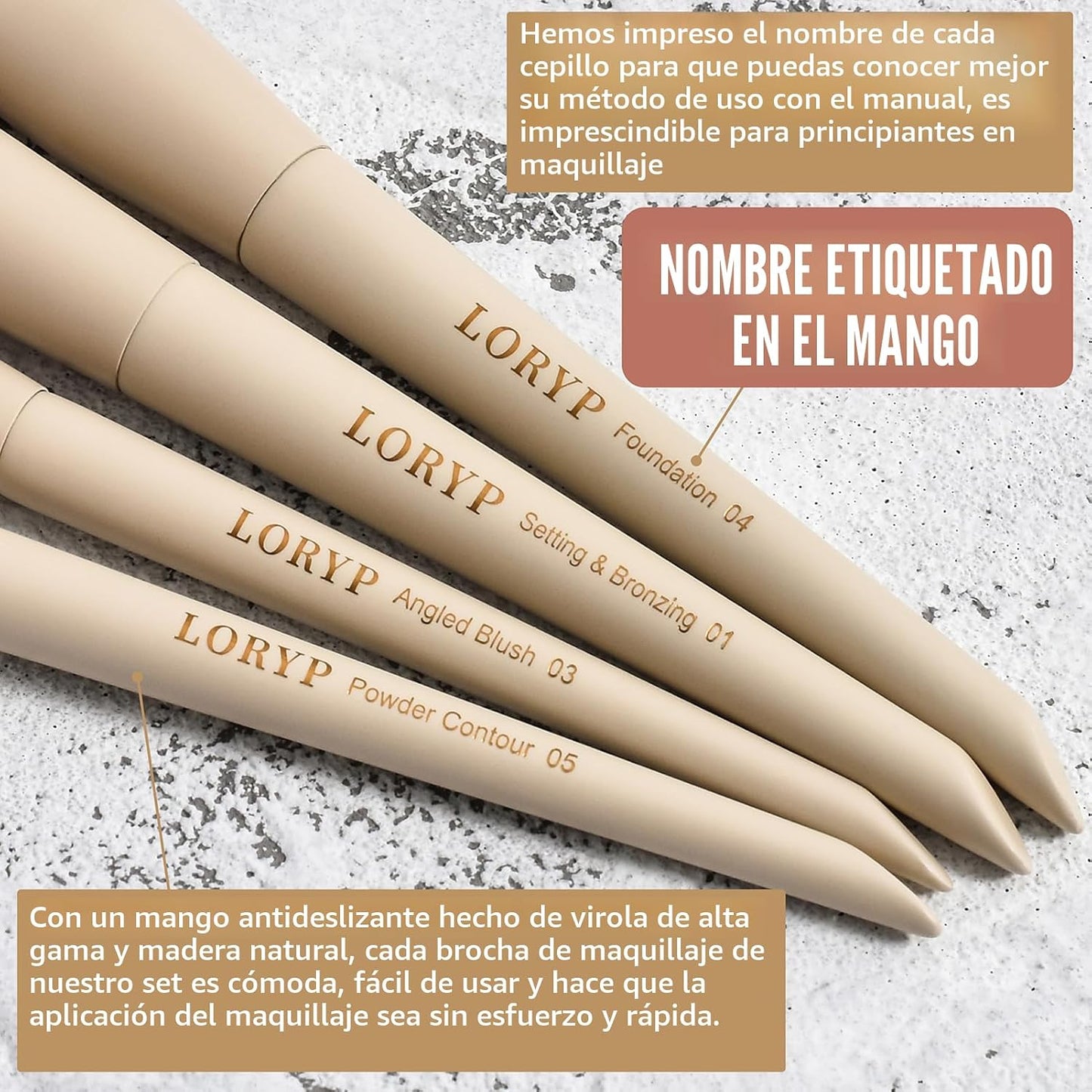 LORYP Juego de brochas de maquillaje etiquetadas de 18 piezas para...