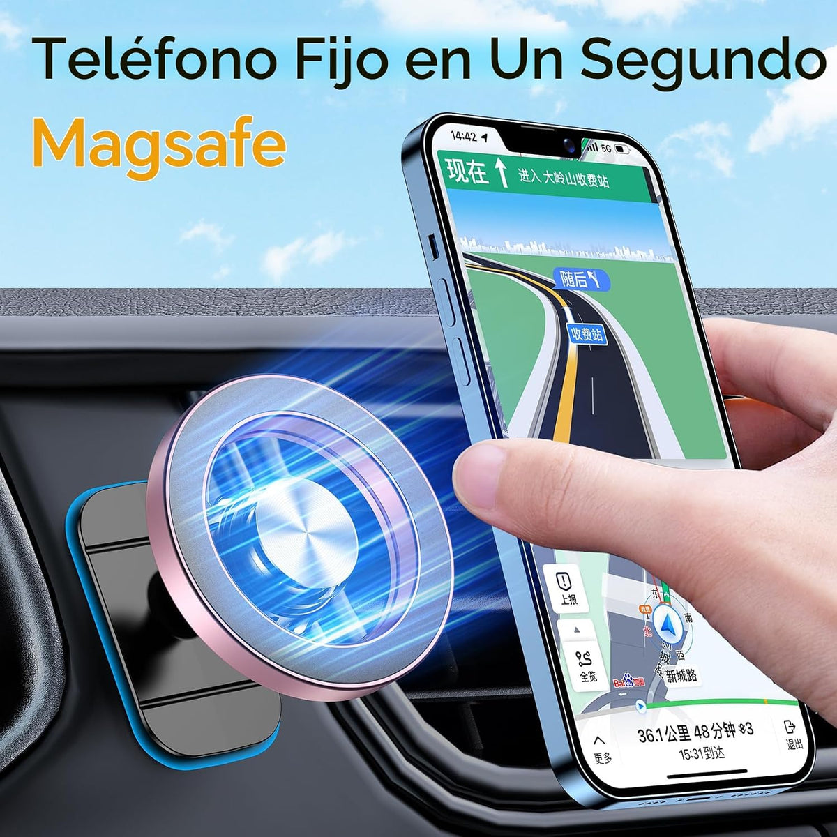 Kaistyle Soporte de coche Magsafe 20 imanes fuertes: soporte magnét...