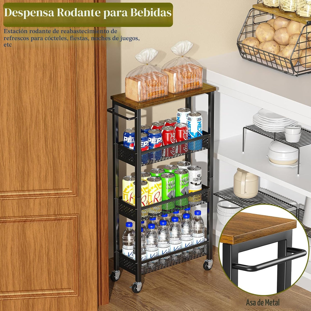 OKZEST Carrito de almacenamiento delgado de 4 niveles para cocina |...